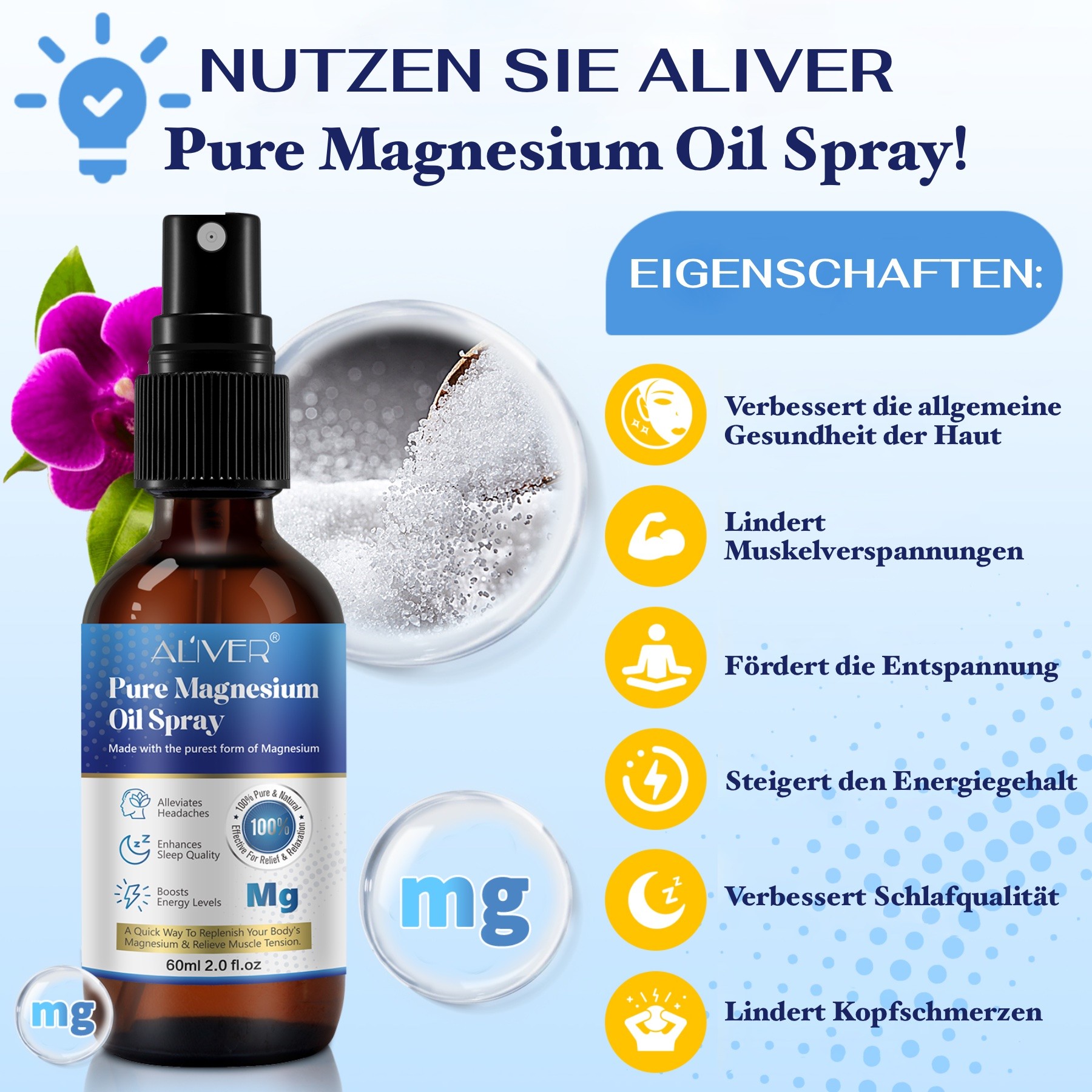 Pure Magnesium Oil Spray für Sport Muskel Entspannung 