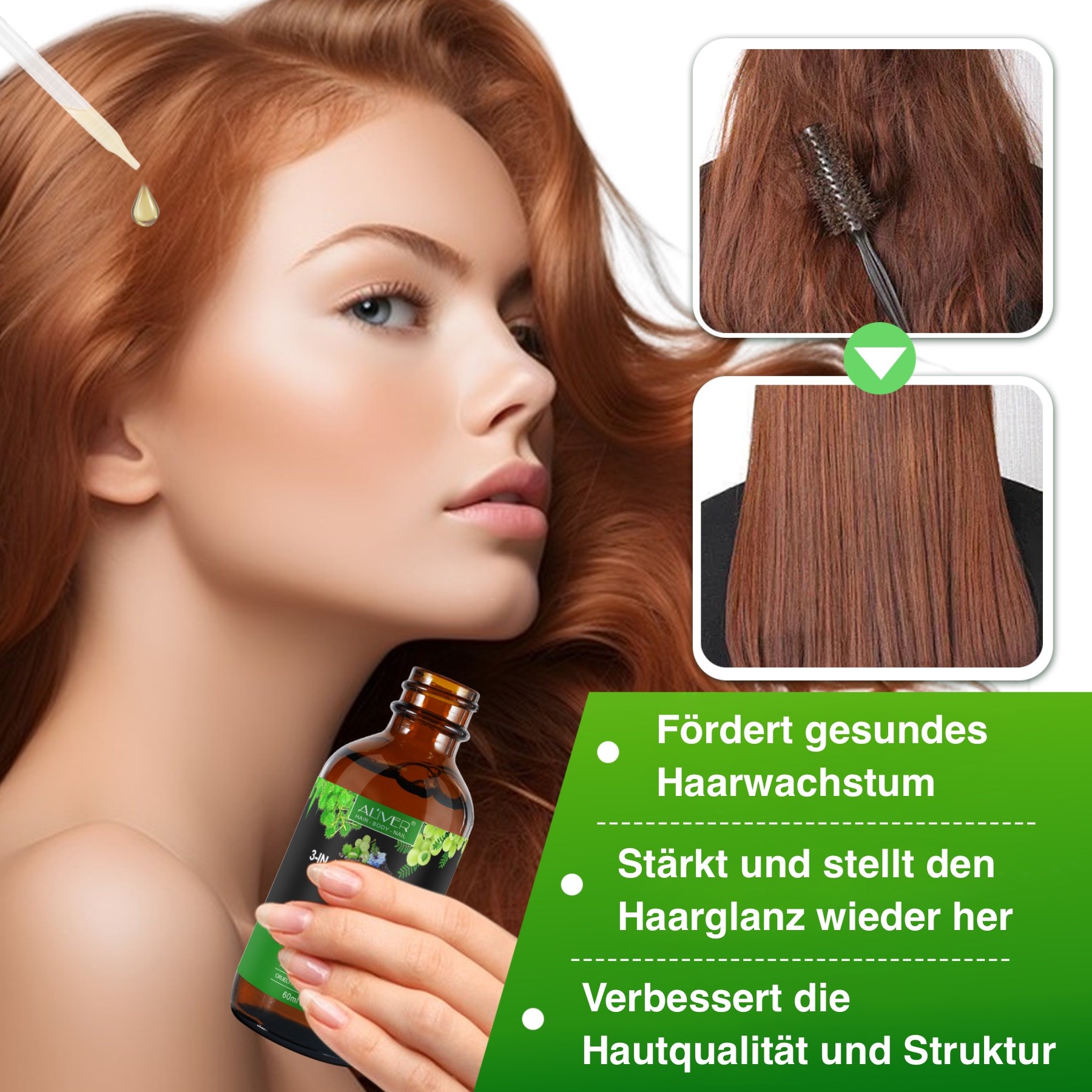 3-in-1 Rizinusöl mit Amlaöl und  Schwarzkümmelöl für Haut und Haare 