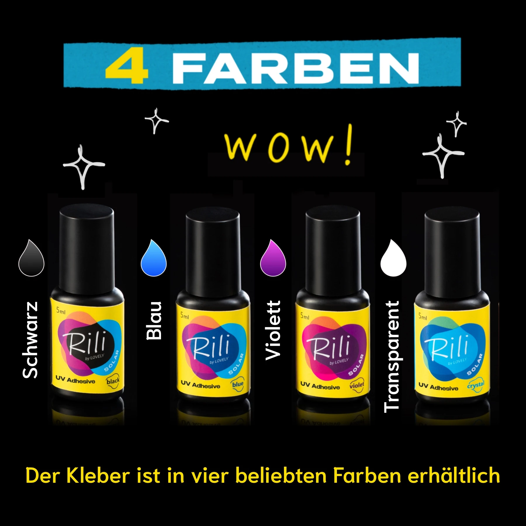 UV Wimpernkleber für Wimpernverlängerung in 4 Farben 