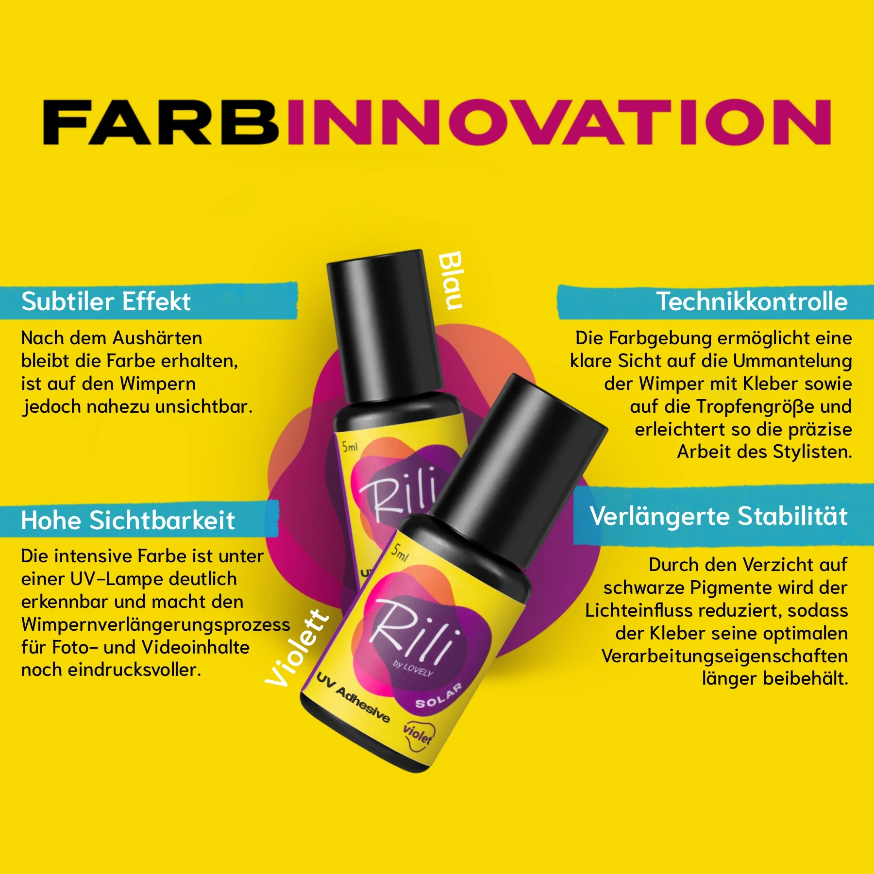 UV Wimpernkleber für Wimpernverlängerung in 4 Farben 