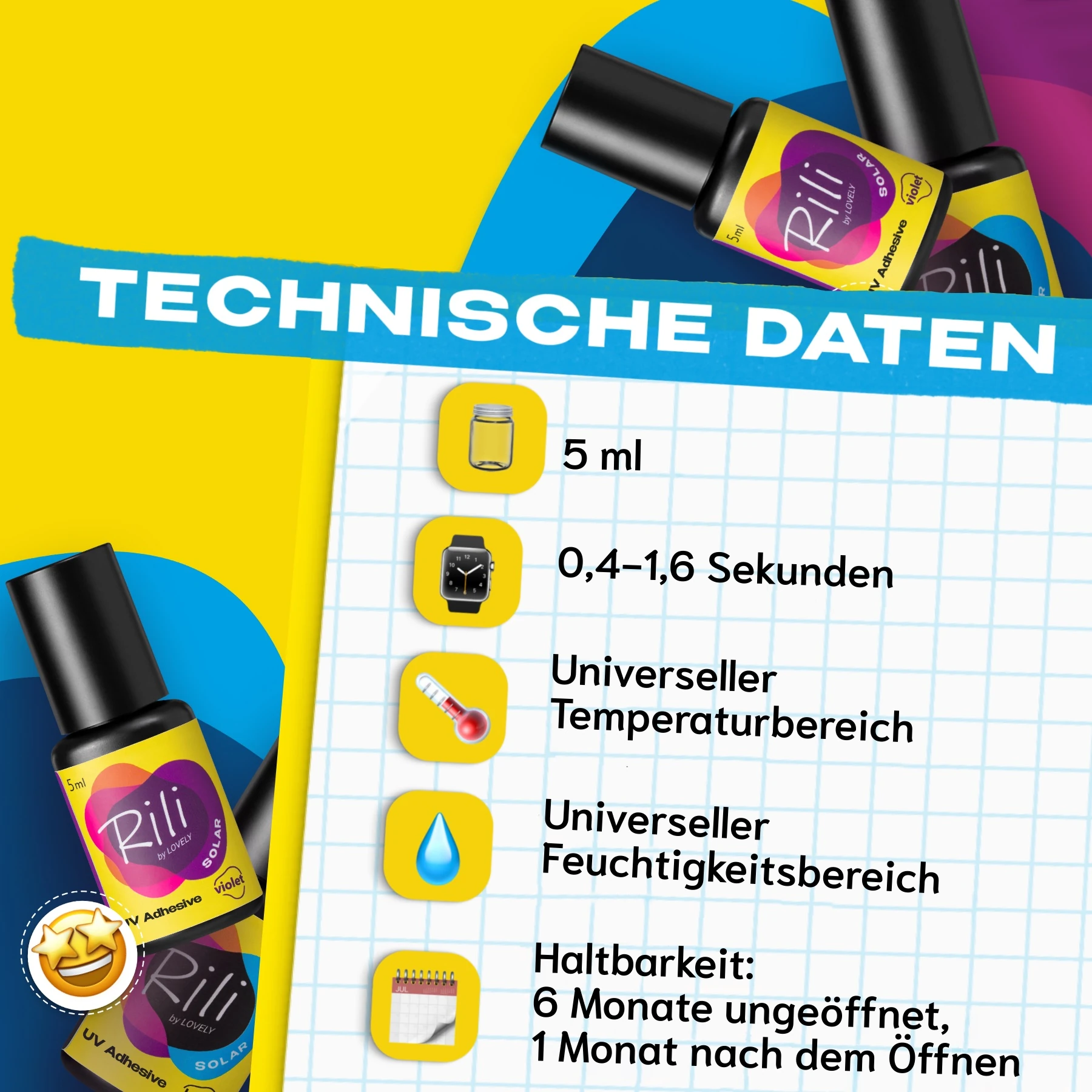 UV Wimpernkleber für Wimpernverlängerung in 4 Farben 