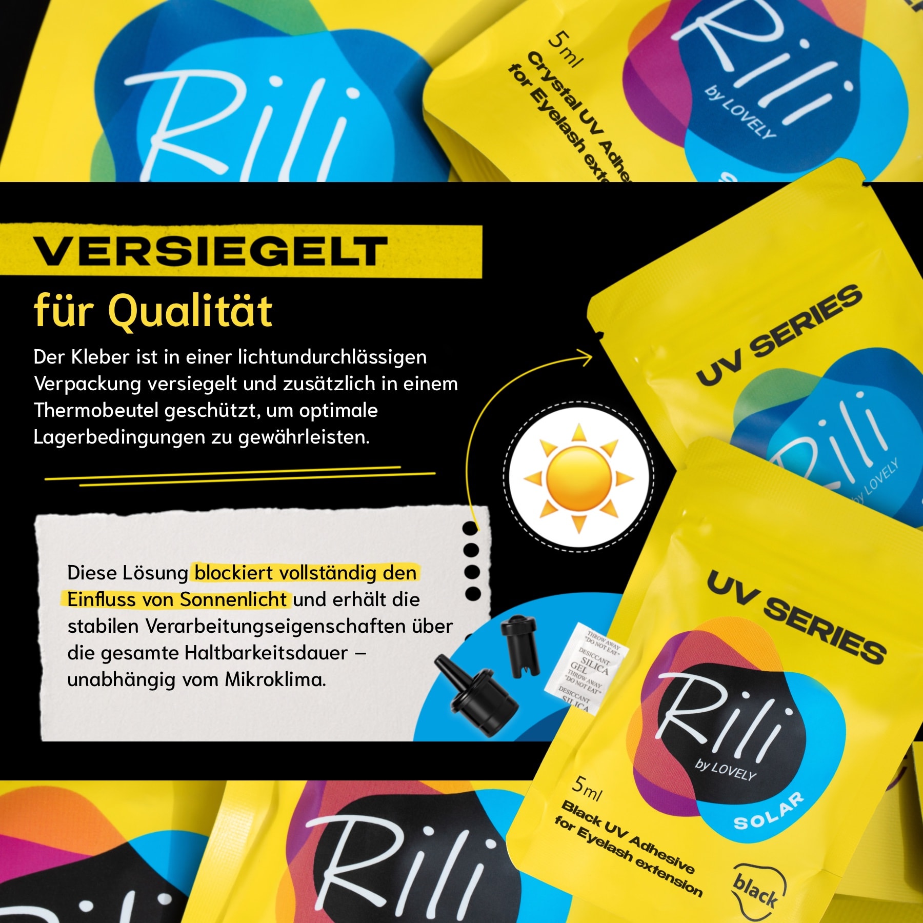 UV Wimpernkleber für Wimpernverlängerung in 4 Farben 