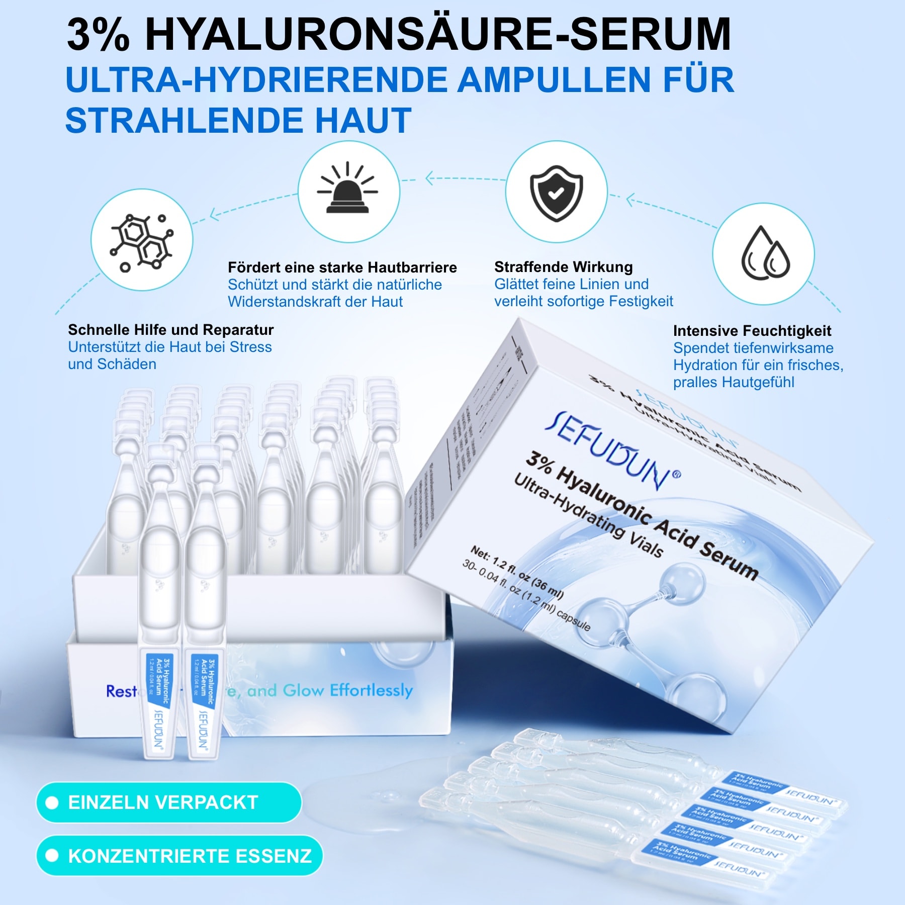 Anti-Aging Anti-Falten Hyaluron Serum 3% Ampullen