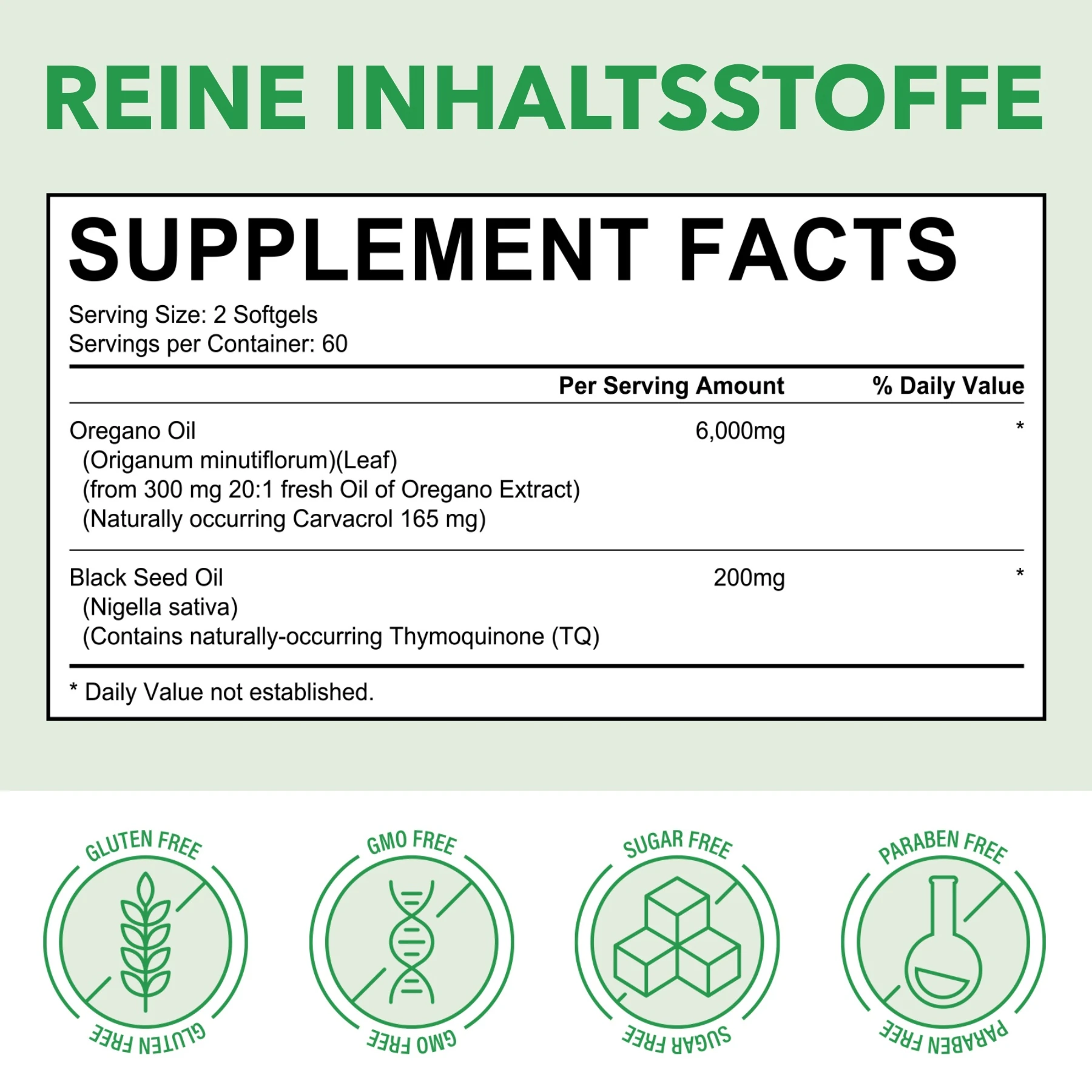 Oregano Öl mit Schwarzkümmelöl 6000 mg 