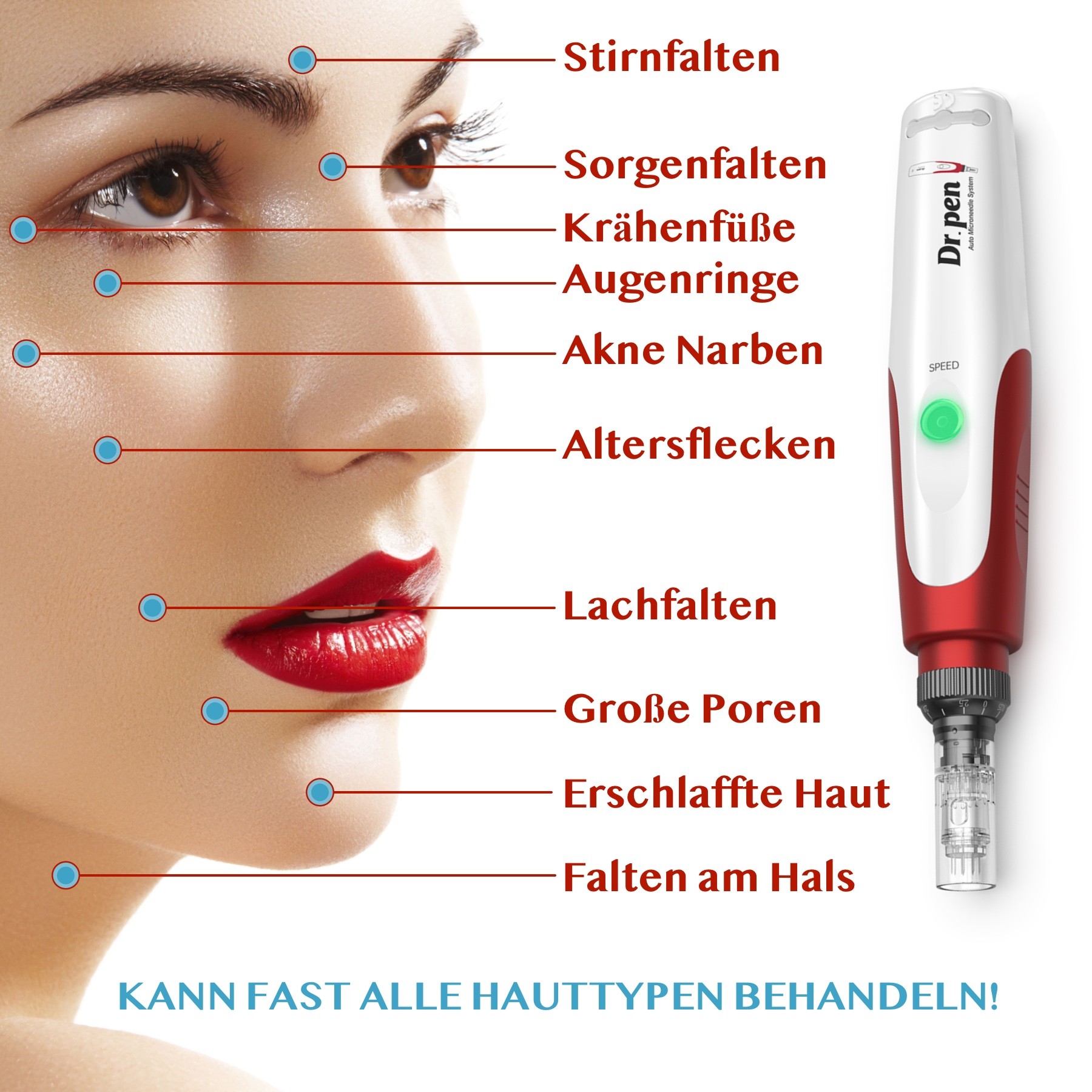 Derma Pen Microneedling Dermapen Anti-Aging Anti Falten Gerät 