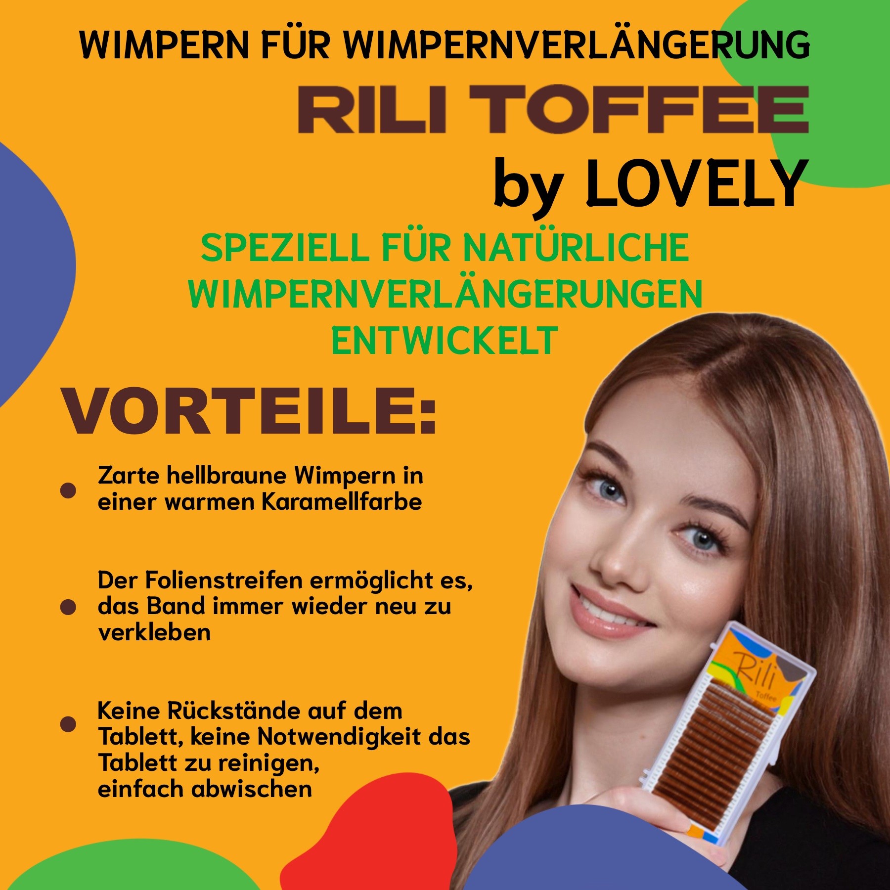 Wimpernverlängerung hellbraun Einzelwimpern Rili Toffee