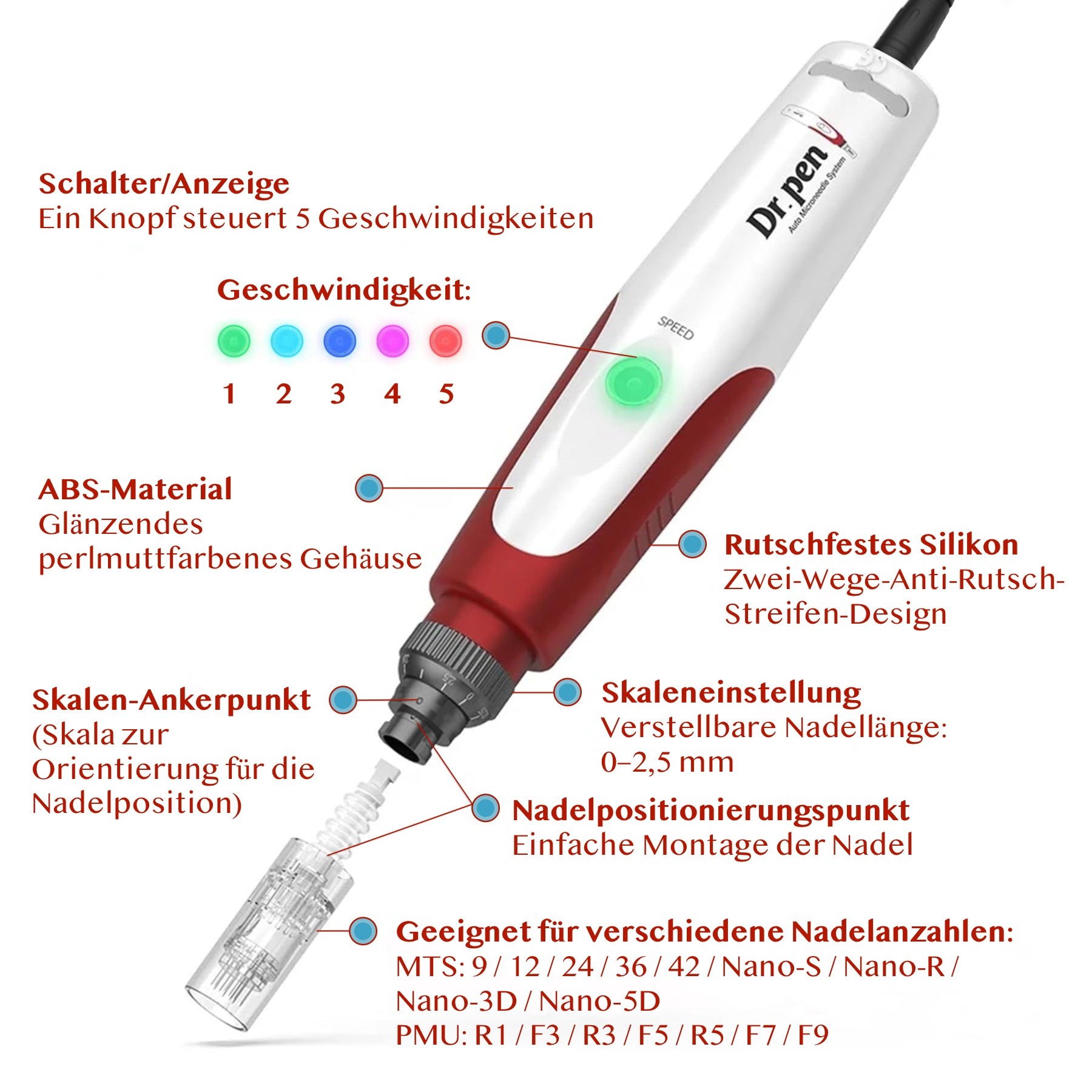 Derma Pen Microneedling Dermapen Anti-Aging Anti Falten Gerät 