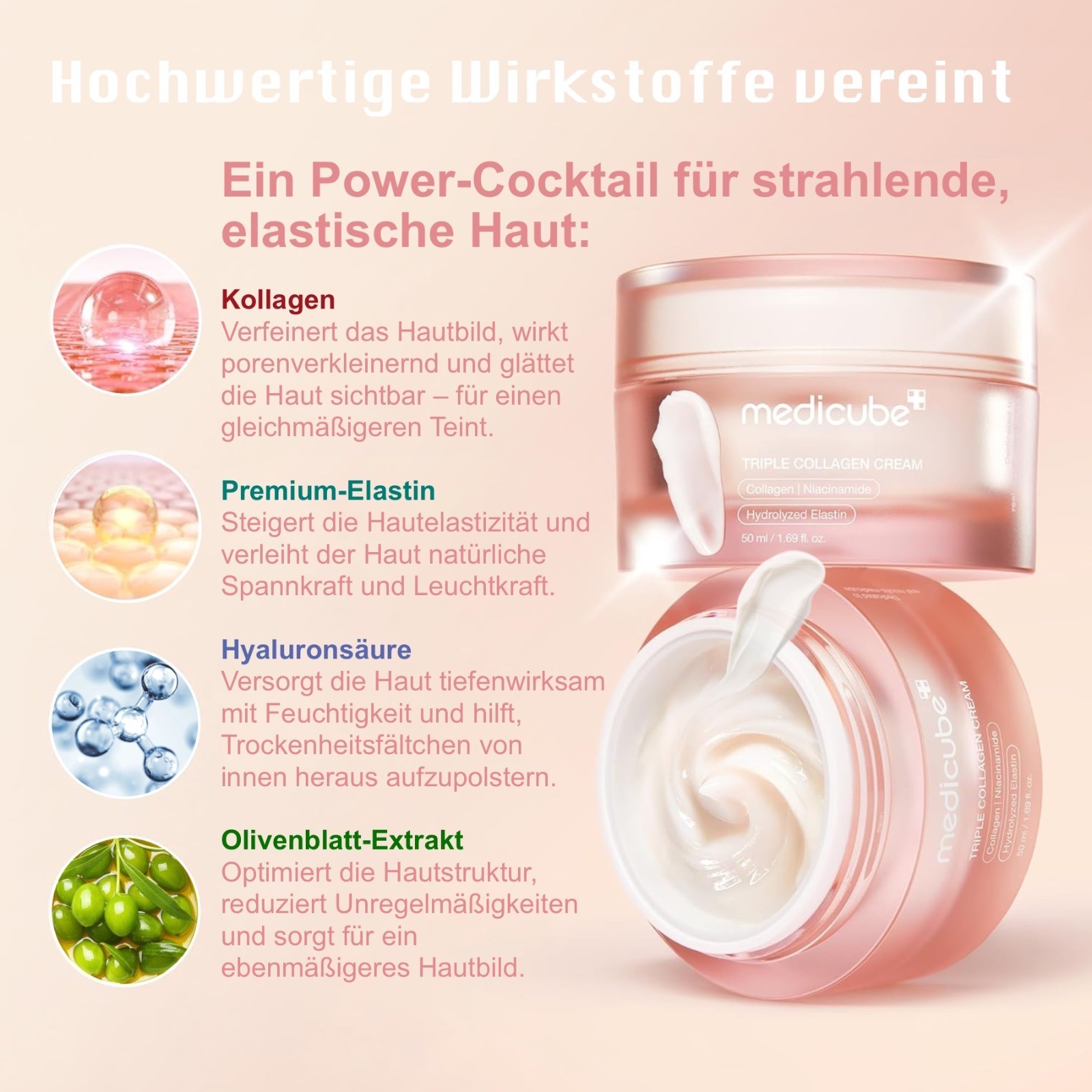 Medicube Triple Collagen Cream Anti Falten Gesichtscreme Feuchtigkeitscreme 50ml