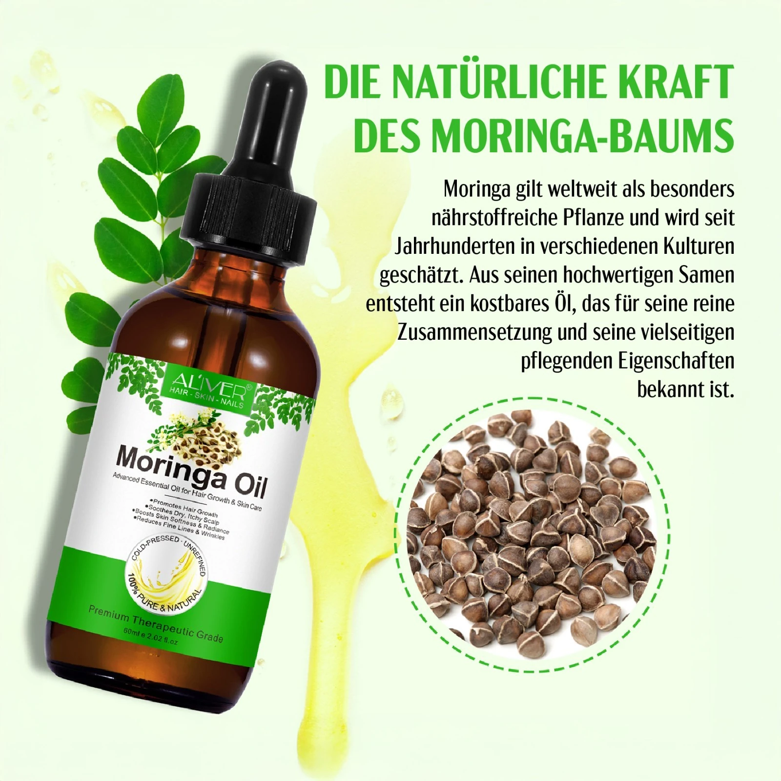 Moringa Öl für Haare und Haut 