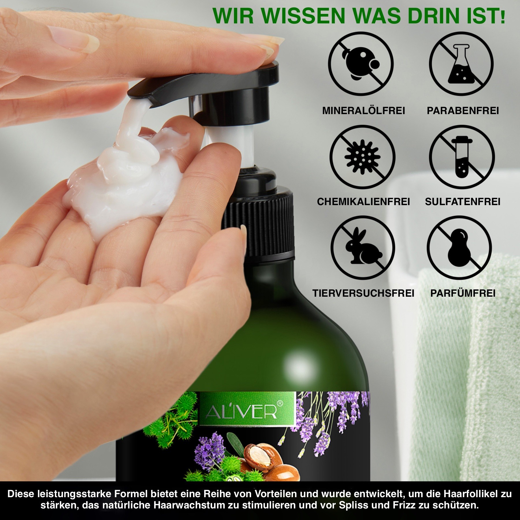  3-in-1 Pflege Conditioner mit Rizinusöl, Lavendelöl und Arganöl 