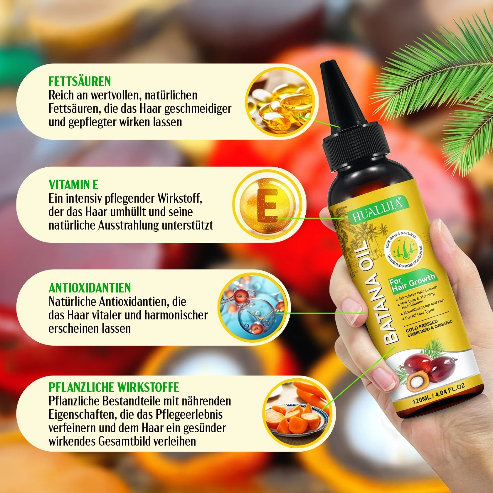 Batana Öl für Haarpflege, Wimpern und Augenbrauen 