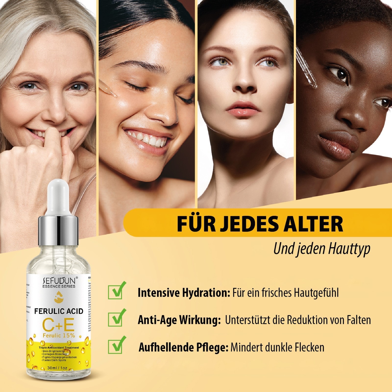 Anti-Aging Gesichtsserum Ferulic Acid mit Vitamin C + E 