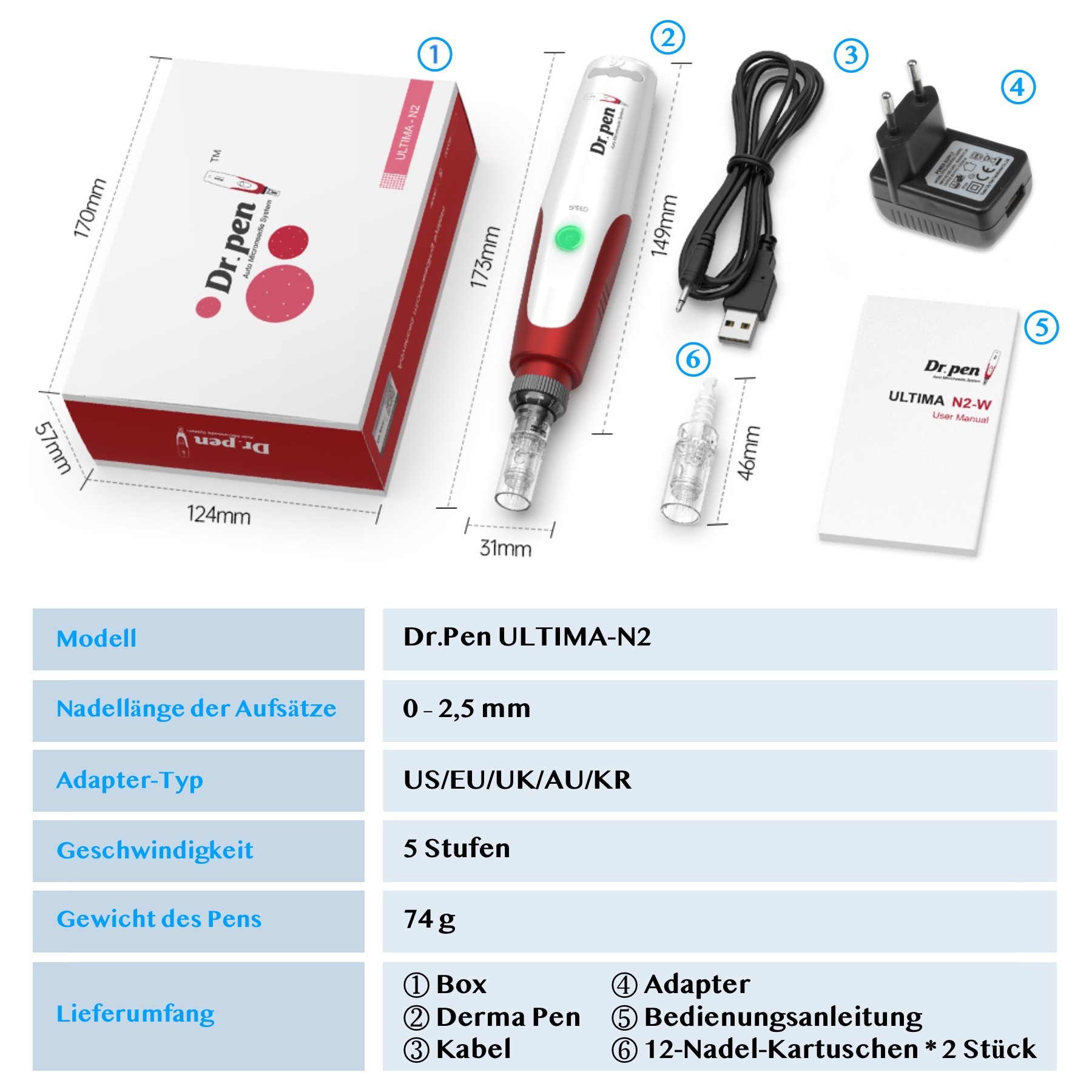 Derma Pen Microneedling Dermapen Anti-Aging Anti Falten Gerät 