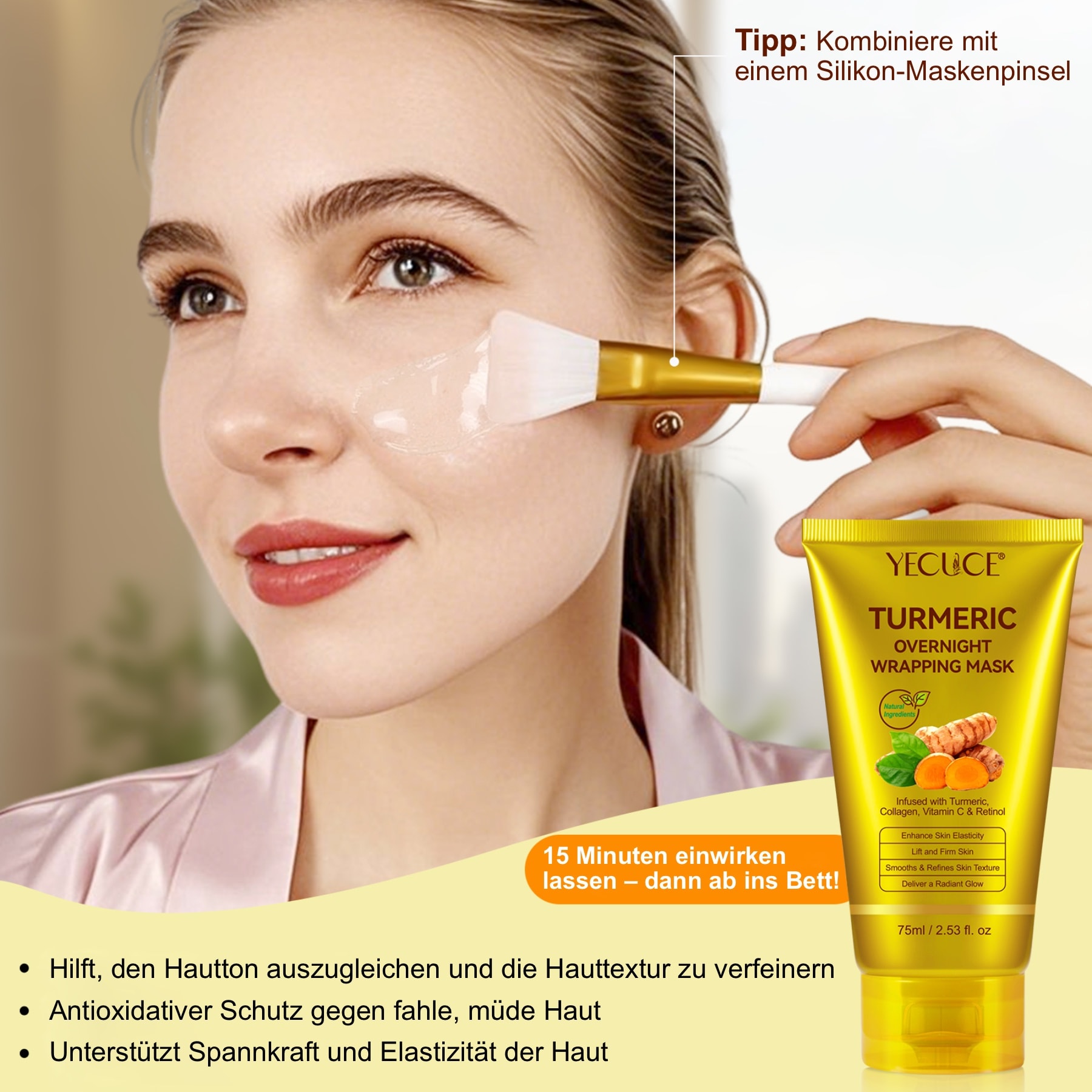 Kollagen Nachtmaske fürs Gesicht – Wrapping Mask mit Retinol, Vitamin C & Kurkuma
