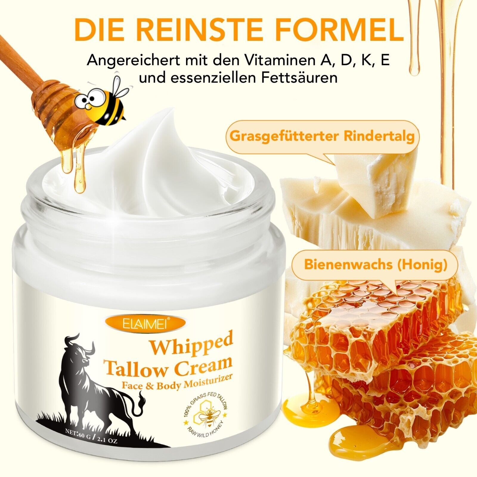 Rindertalg Honig Gesicht Creme 