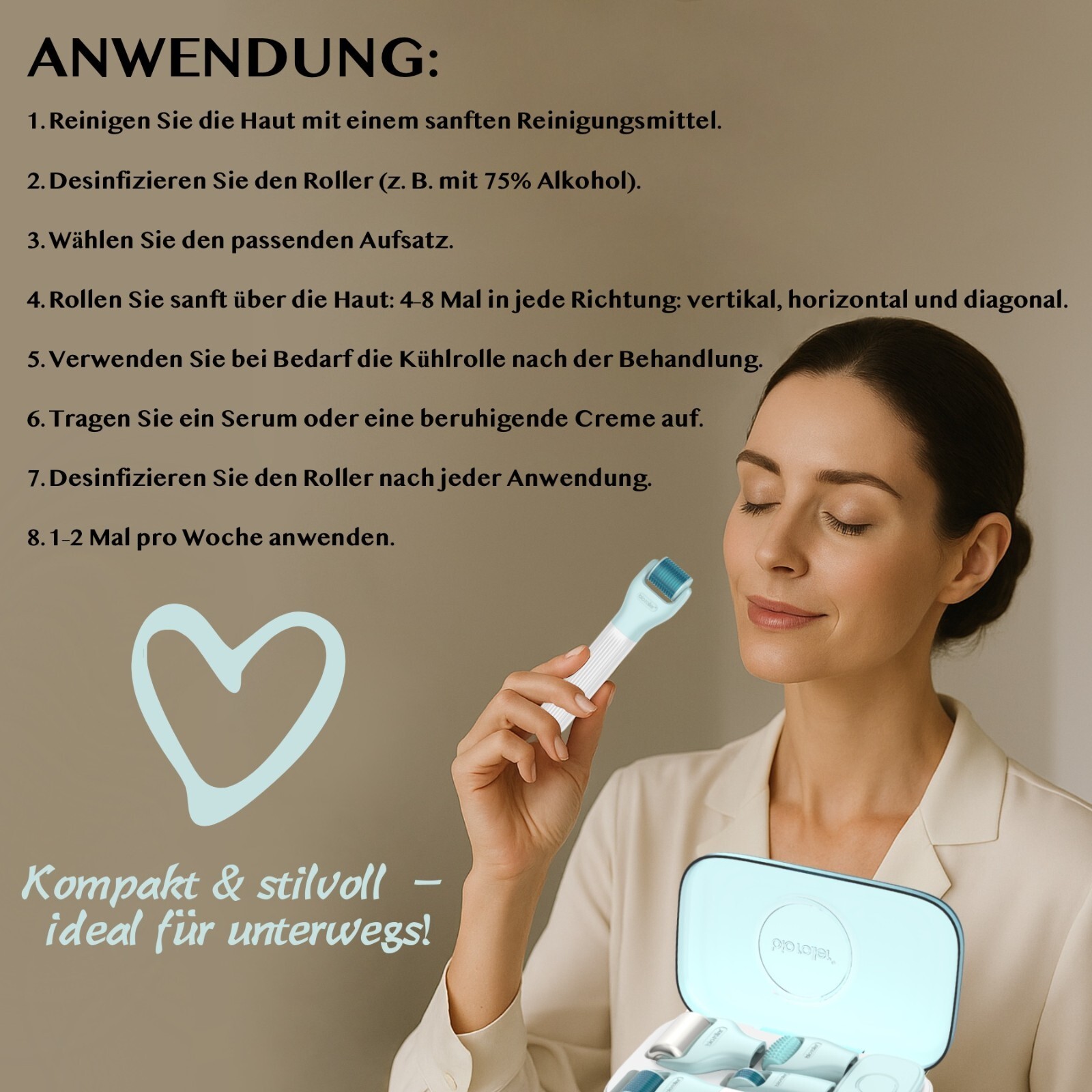Derma Bio Roller Dermaroller Microneedling Gesichtspflege Hautpflege 10 in 1 Set