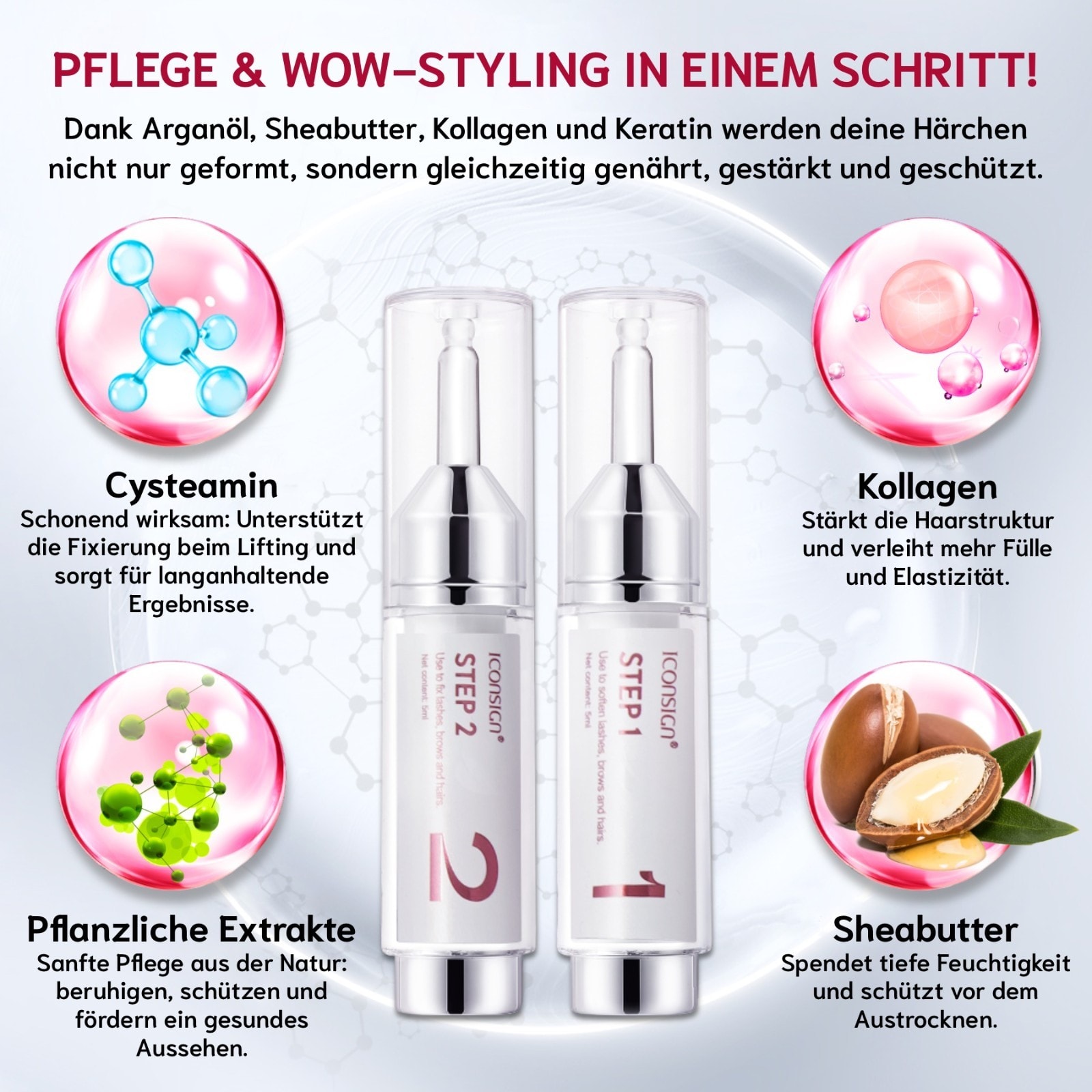 Iconsign Wimpernlifting Augenbrauenlifting Set Lash Lift Kit mit Pflanzenextrakt