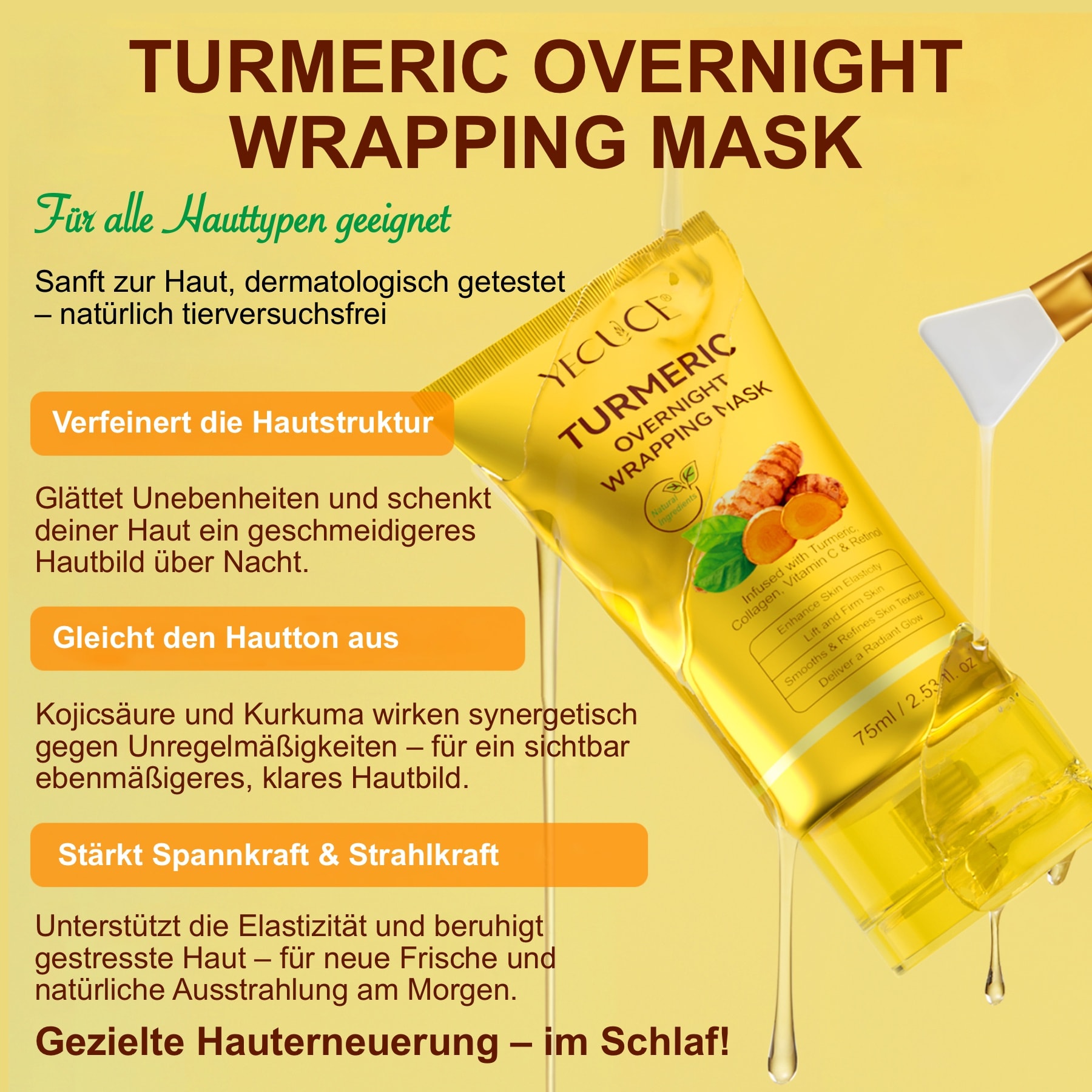 Kollagen Nachtmaske fürs Gesicht – Wrapping Mask mit Retinol, Vitamin C & Kurkuma