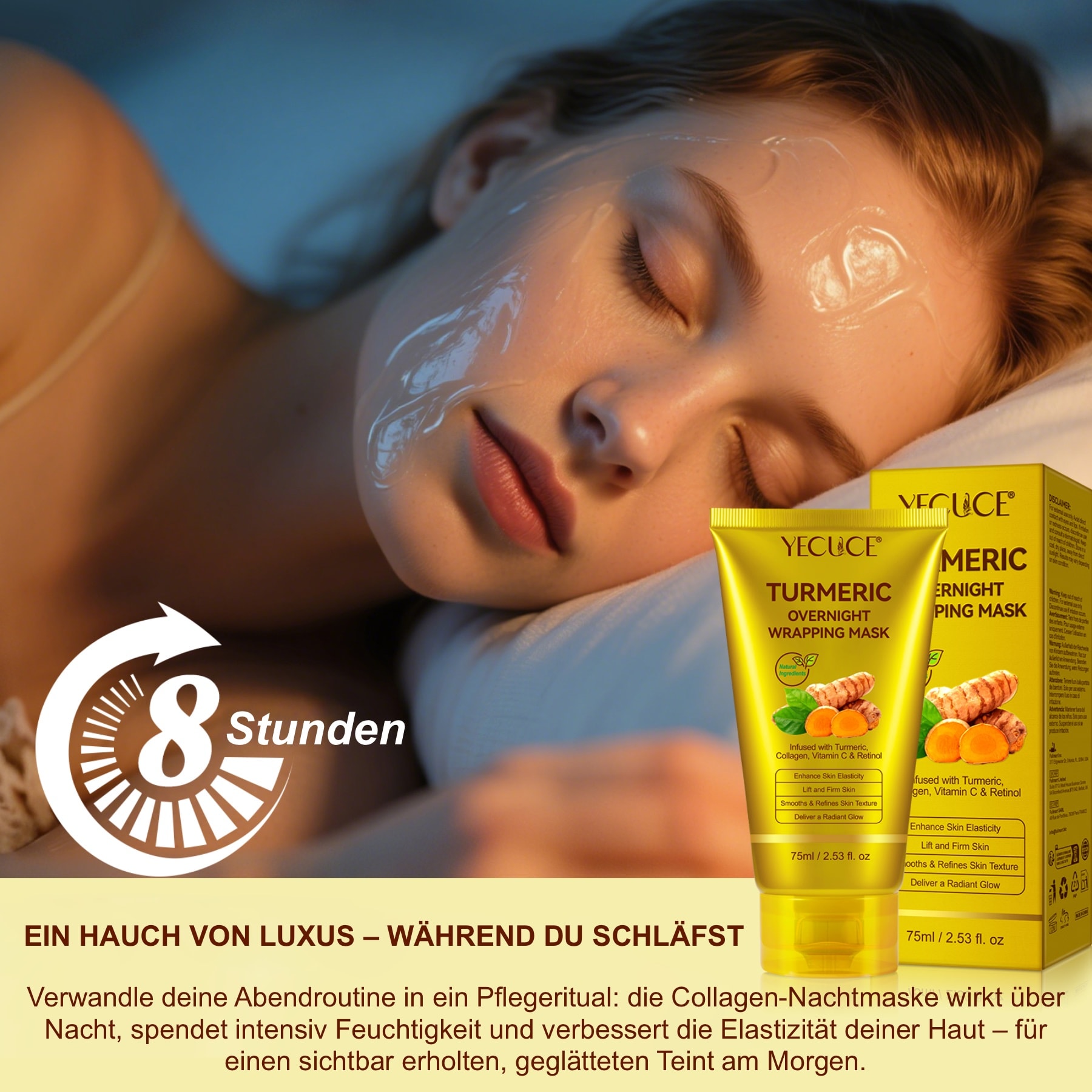 Kollagen Nachtmaske fürs Gesicht – Wrapping Mask mit Retinol, Vitamin C & Kurkuma