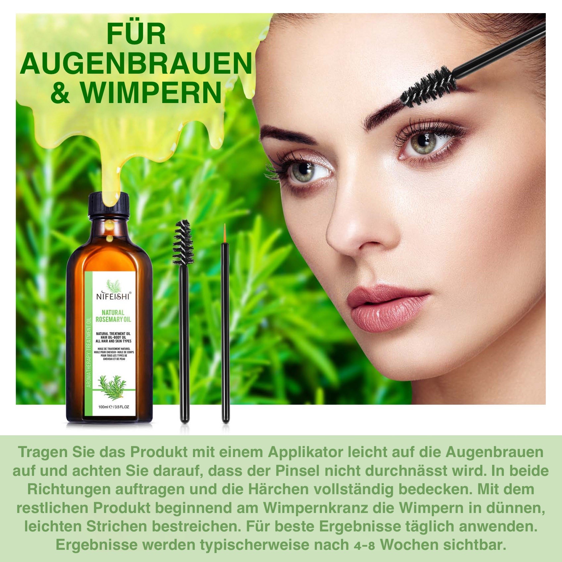 Ätherisches Rosmarinöl für Haarpflege, Augenbrauen und Wimpern 