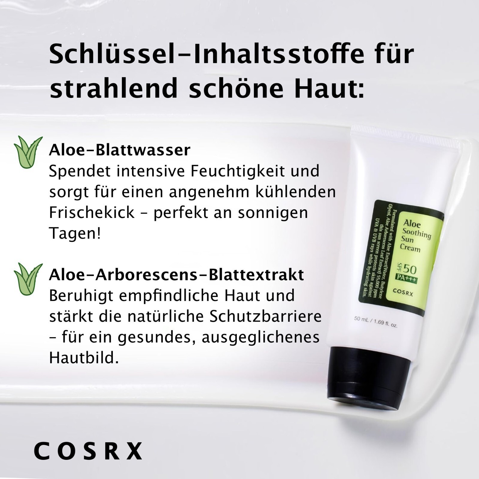 COSRX Sonnencreme mit Aloe Vera Soothing Sun Cream SPF 50+