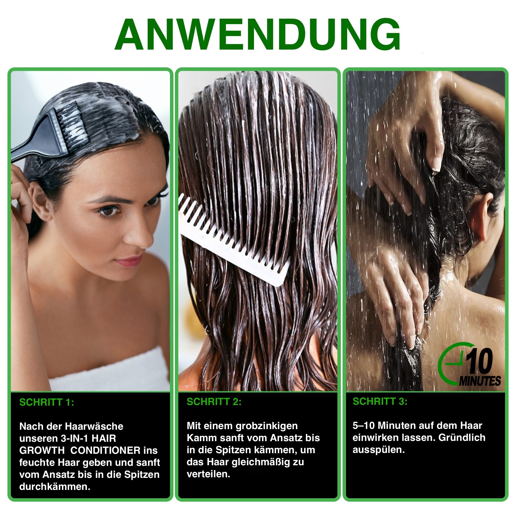 3-in-1 Pflege Conditioner mit Rizinusöl, Amlaöl und Schwarzkümmelöl für Haarwachstum