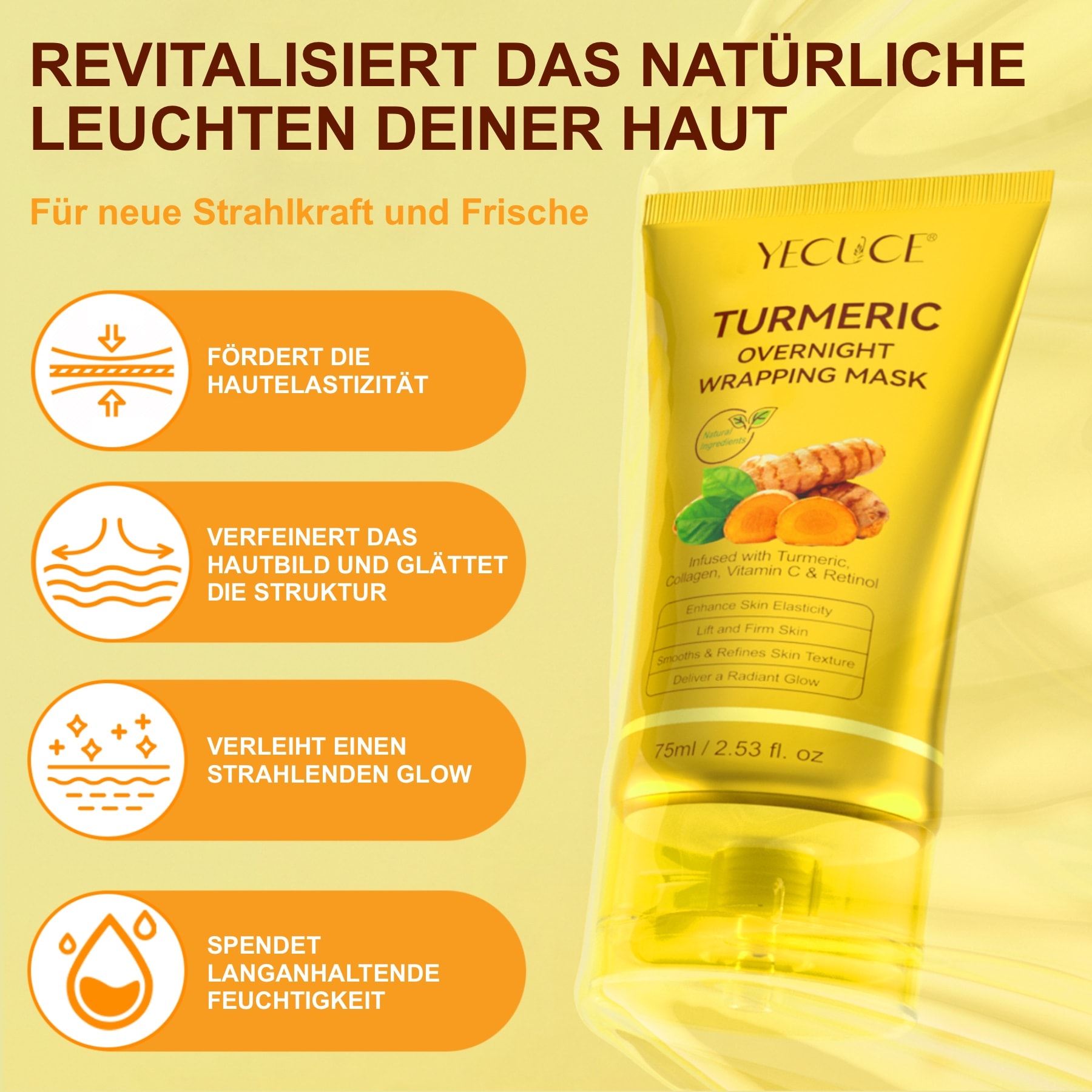 Kollagen Nachtmaske fürs Gesicht – Wrapping Mask mit Retinol, Vitamin C & Kurkuma