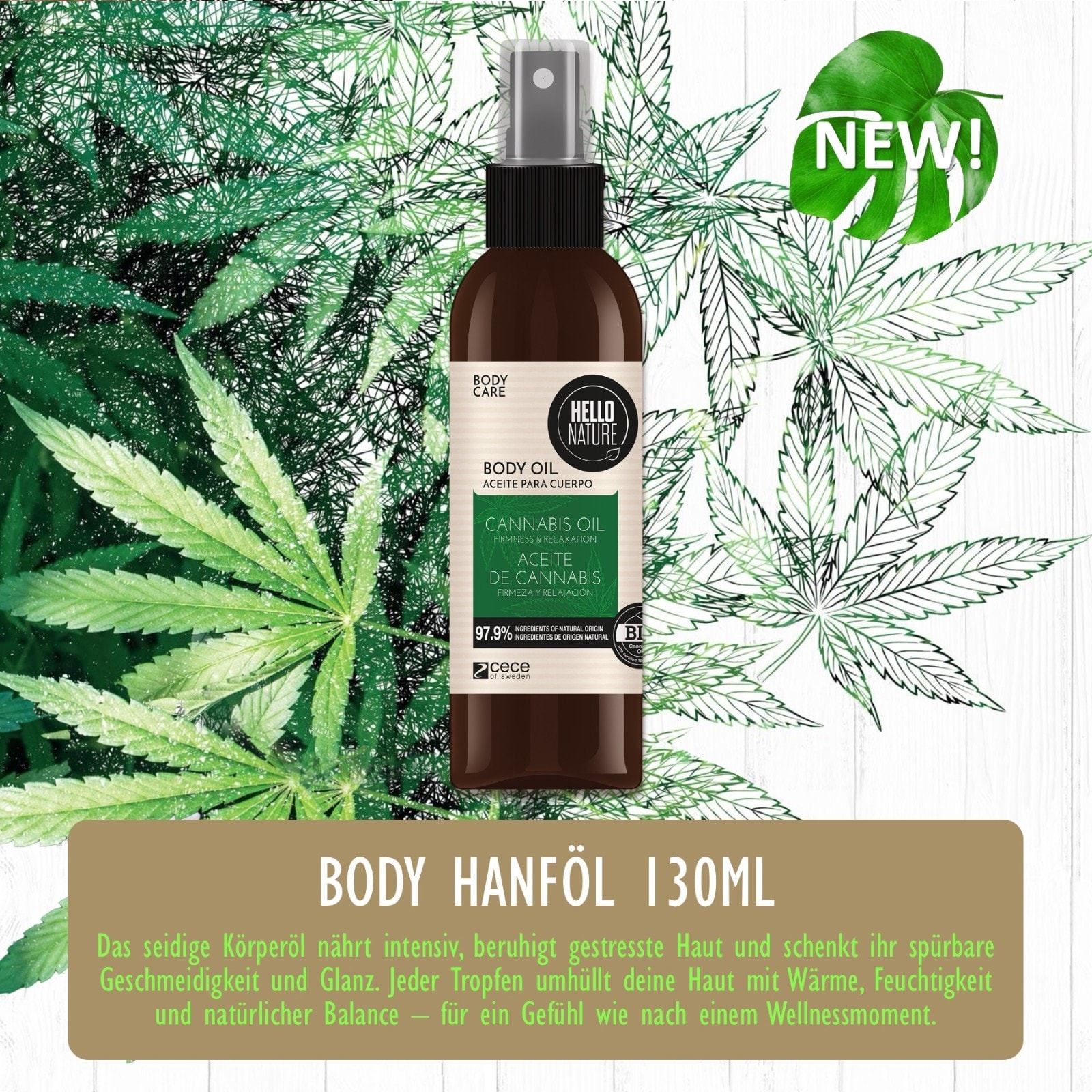 Hautöl Gesicht Body Öl Hanföl Cannabis Körperpflege Naturkosmetik Bio Vegan 130ml