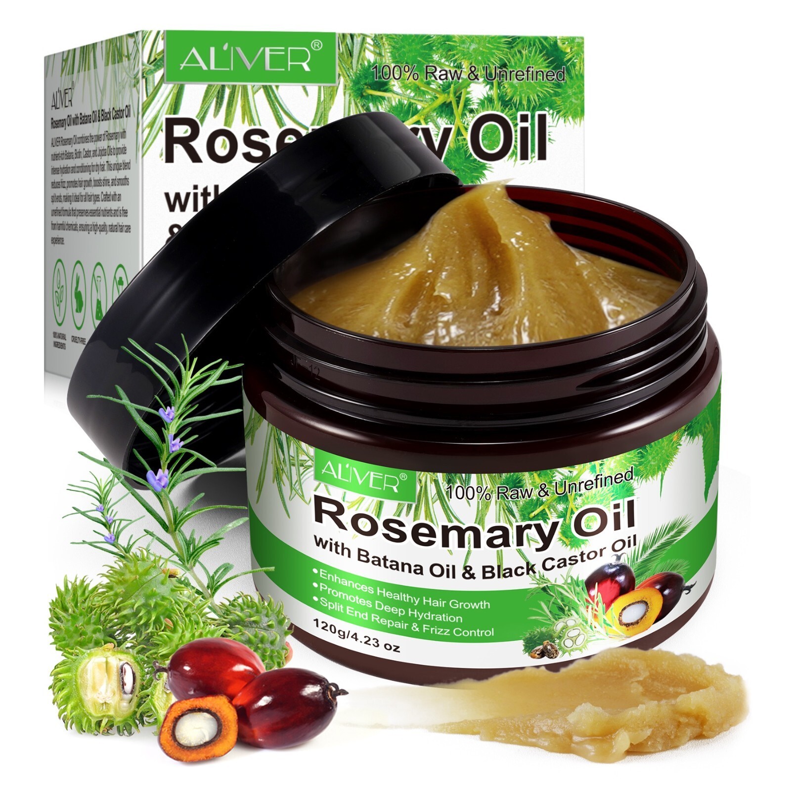 Rosmarinöl Batana Öl Rizinusöl Castor Öl 3-in-1 Haarwachstum Vegan kaltgepresst 120g
