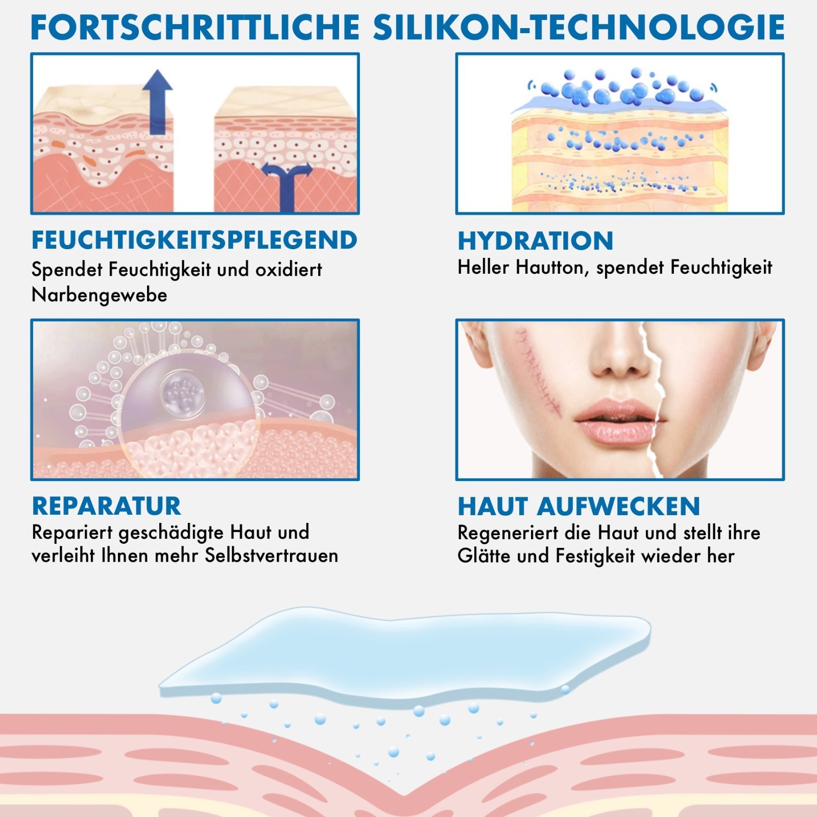 Narbenpflaster Silikonpflaster Transparent Narben Reduktion für Gesicht Körper