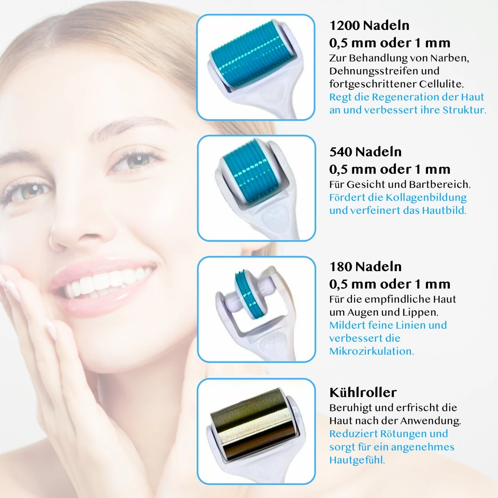 Dermaroller  Microneedling Gesichtspflege 5 in 1 Set