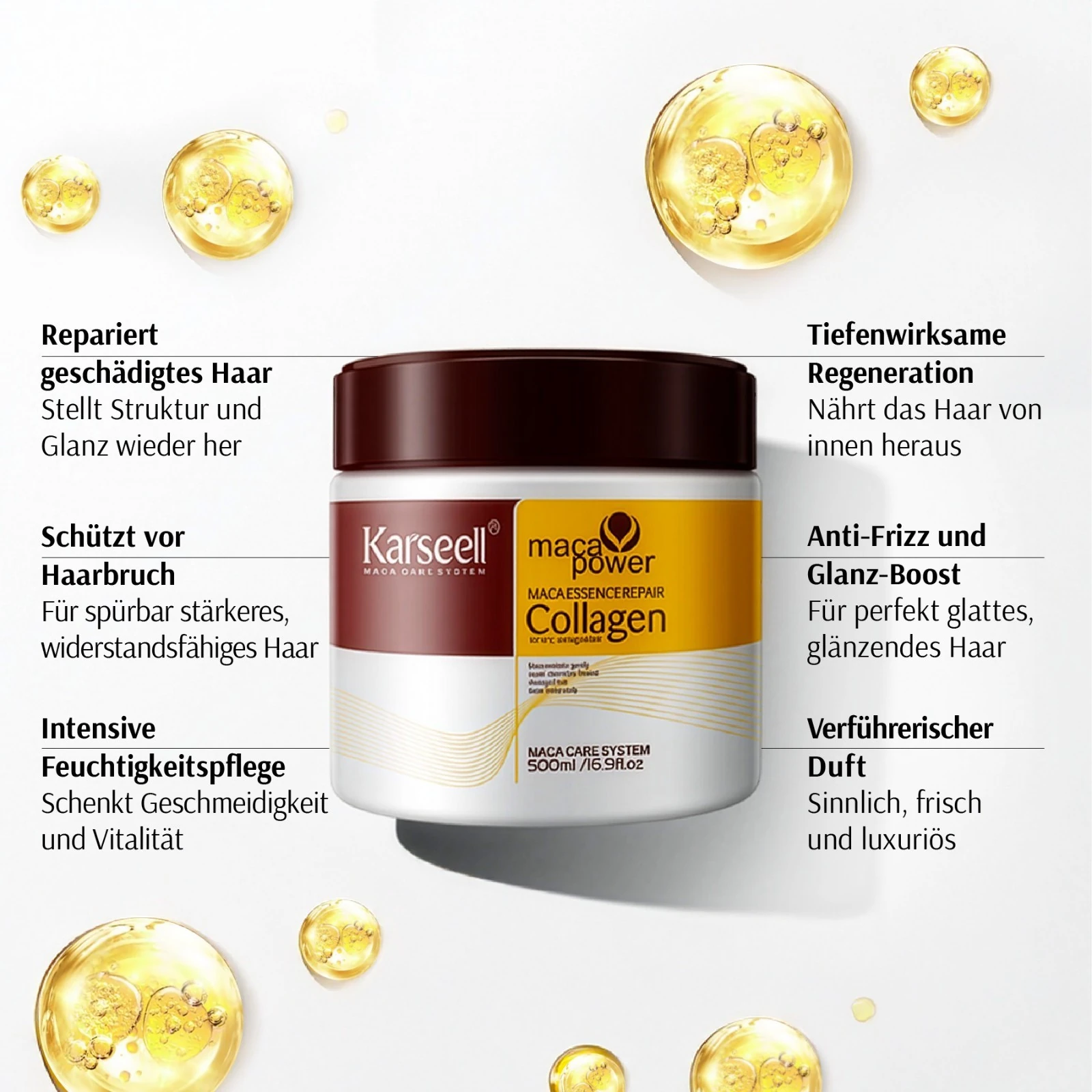 Haarmaske Haarpflege Haarspülung Haarkur mit Kollagen Arganöl Karseell 500ml 