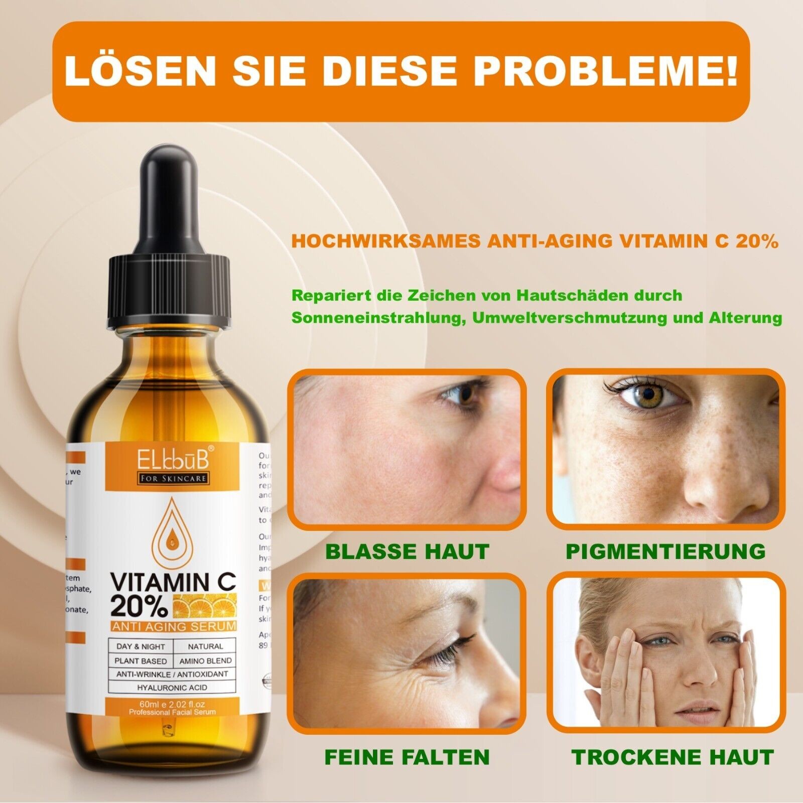 Anti Aging Gesichtsserum mit Vitamin C und E 