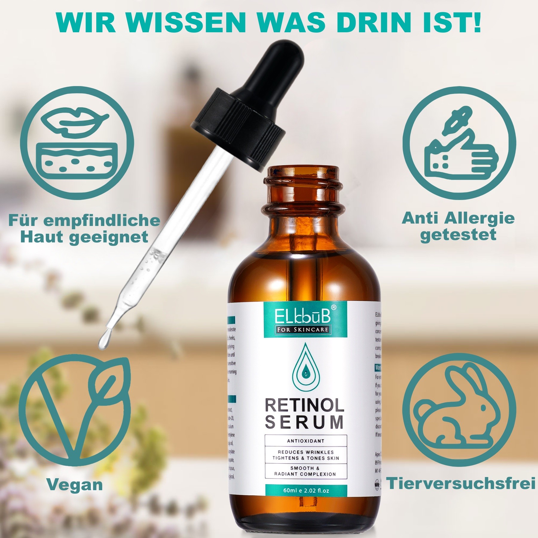 Bio Vegan Anti-Aging Retinol Serum mit Vitamin E 