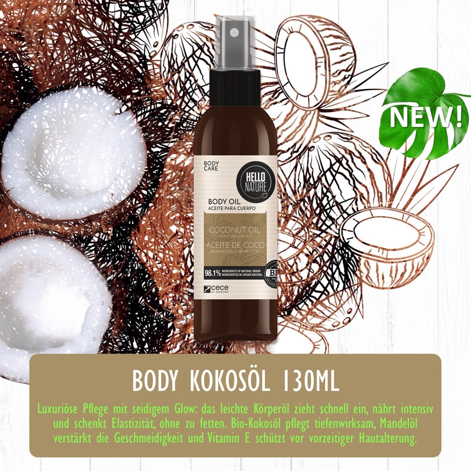 Kokosnussöl Hautöl Body Öl Bio Kokosöl Coconut Oil Körperpflege Naturkosmetik 130ml
