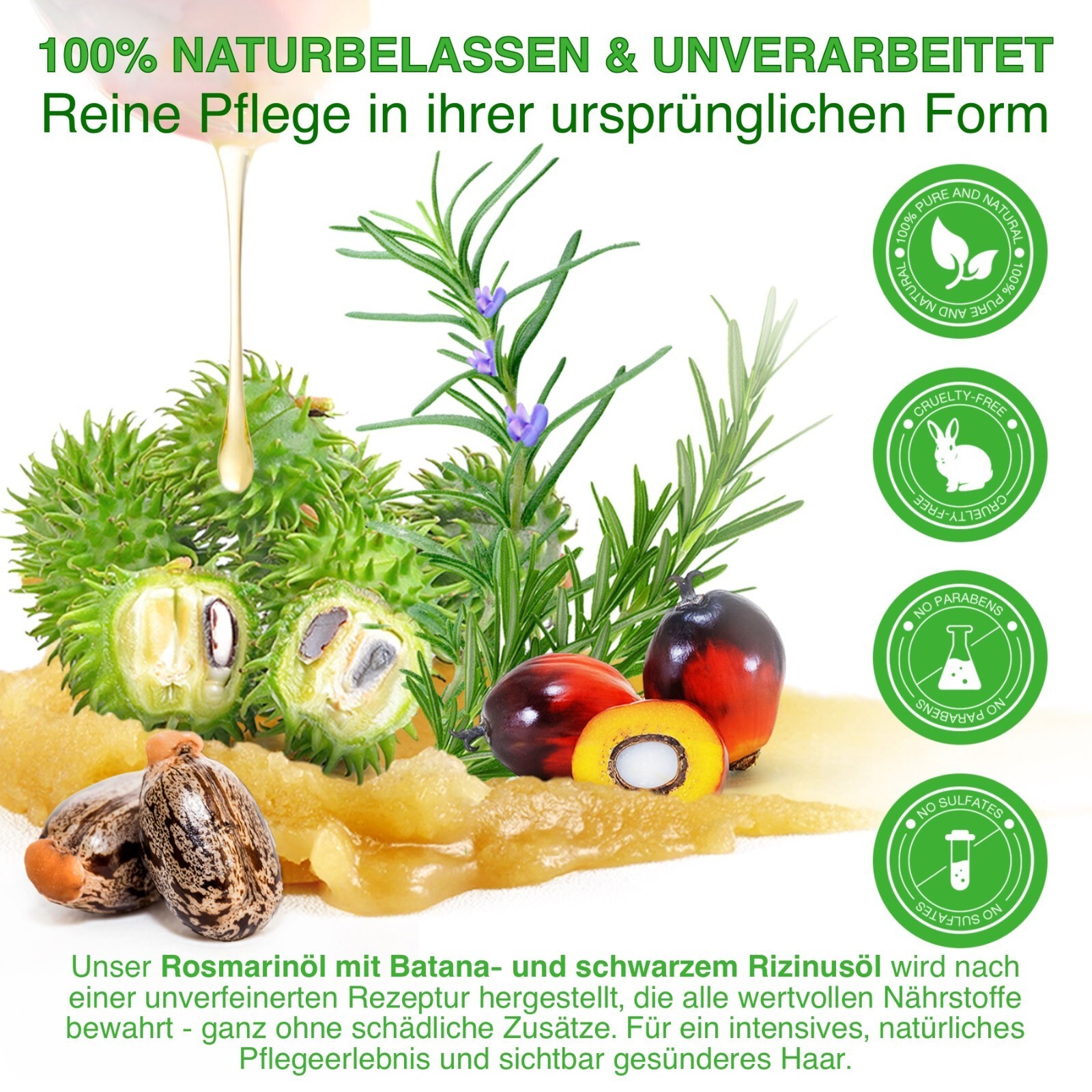 Rosmarinöl mit Batanaöl und schwarzem Rizinusöl 