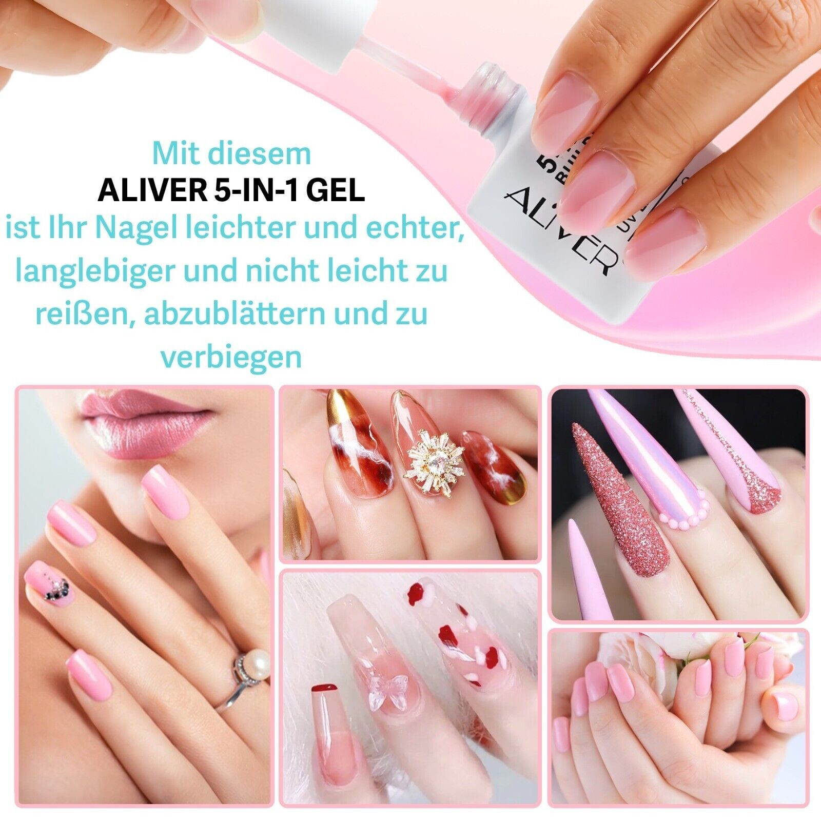 Aufbaugel Nagelaufbau in 3 Farben 5-IN-1 Builder GEL Nail UV LED 