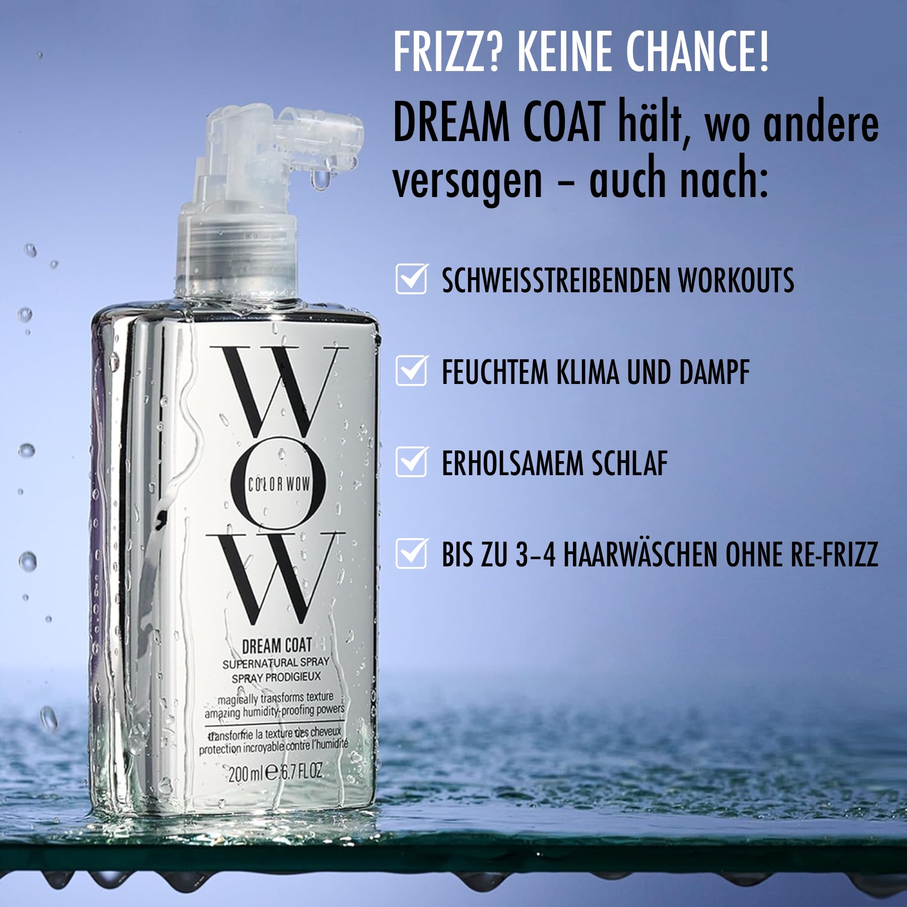Anti-Frizz Glanzspray – Wow Dream Coat Hitzeschutz für Haare