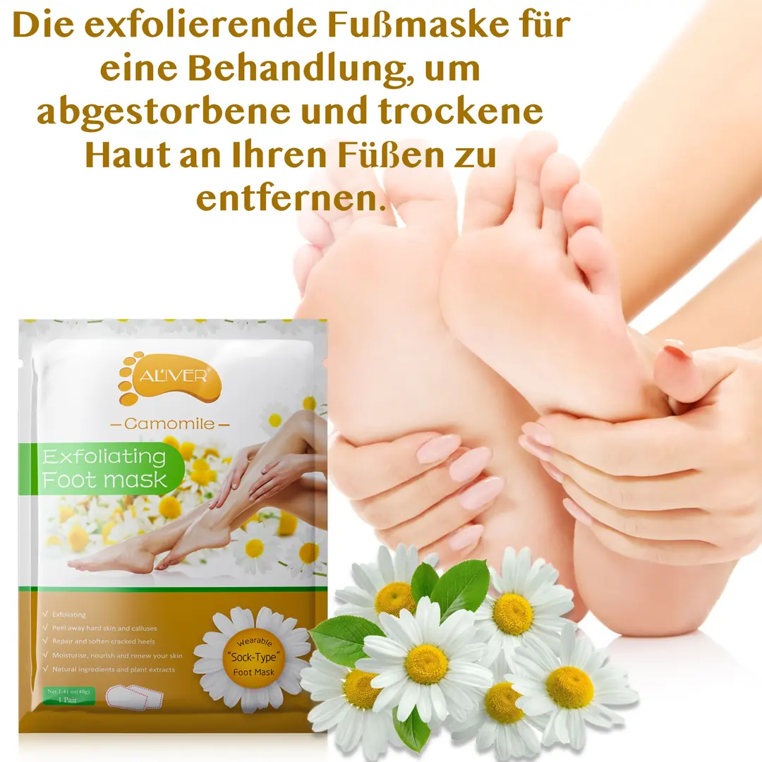 Honig Fußmaske Set – 4 Stück, Hornhautentferner & Feuchtigkeitsspendend Für Trockene, Rissige Füße