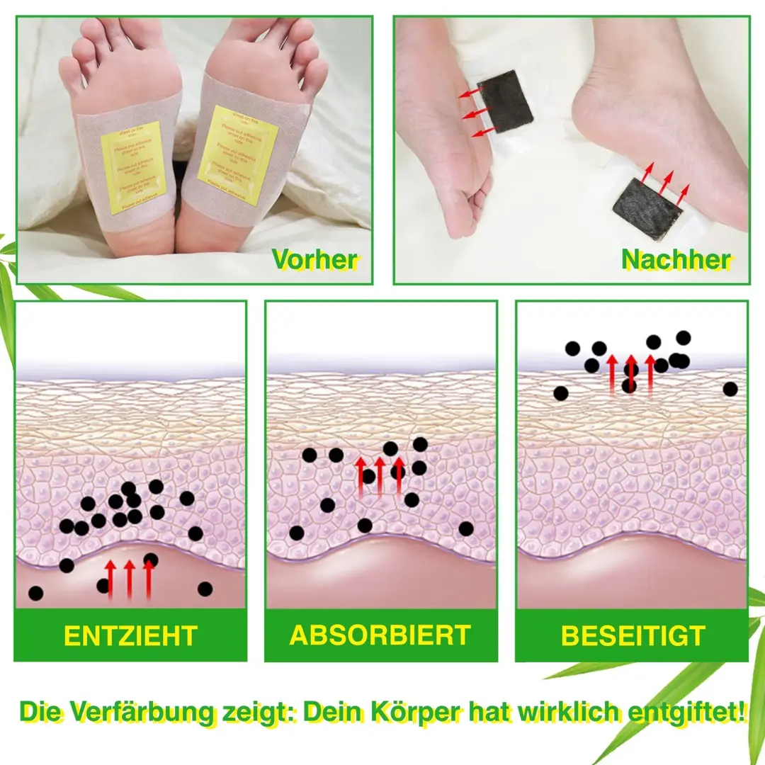 Detox Fupflaster Fu Pflaster Entgiftungspflaster Bambusessig Ingwer  Extrakt 60 St.