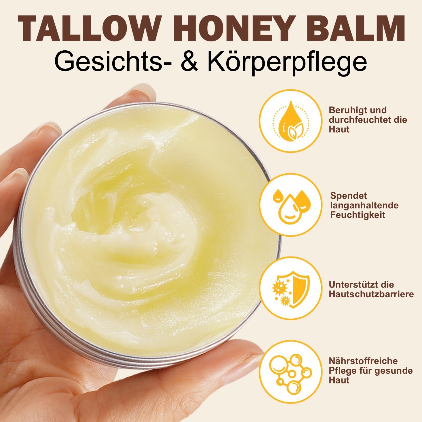 Rindertalg mit Honig Hautpflegecreme 