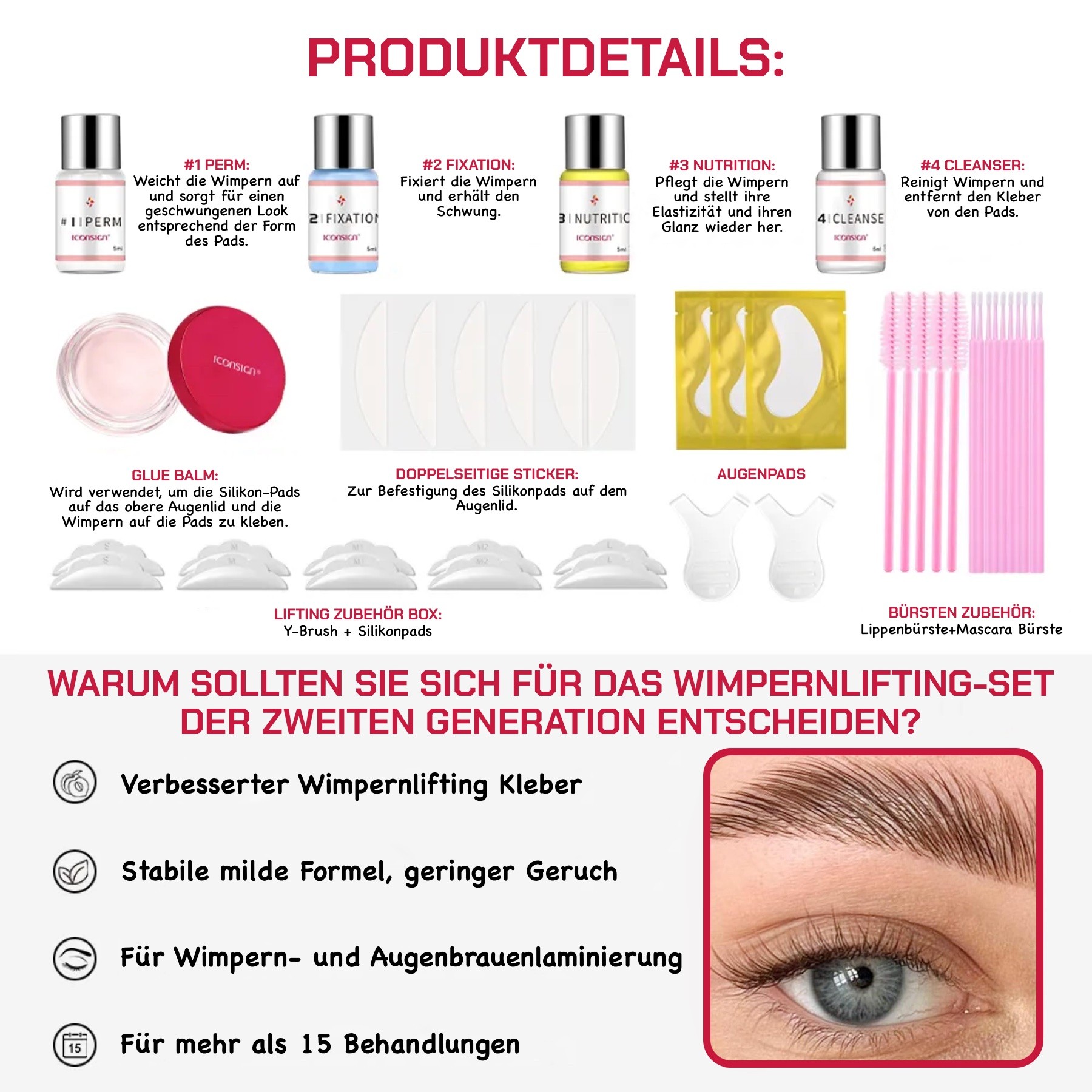 Wimpernlifting Set der 2 Generation mit Cream Kleber