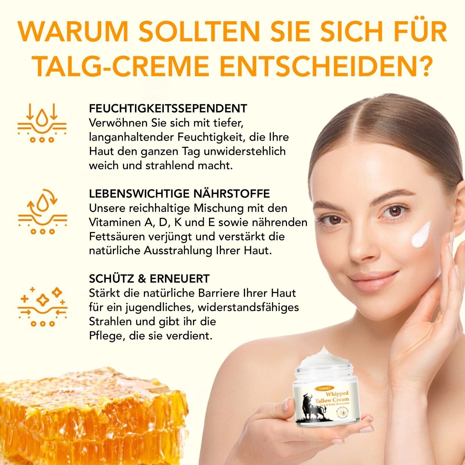 Rindertalg Honig Gesicht Creme 