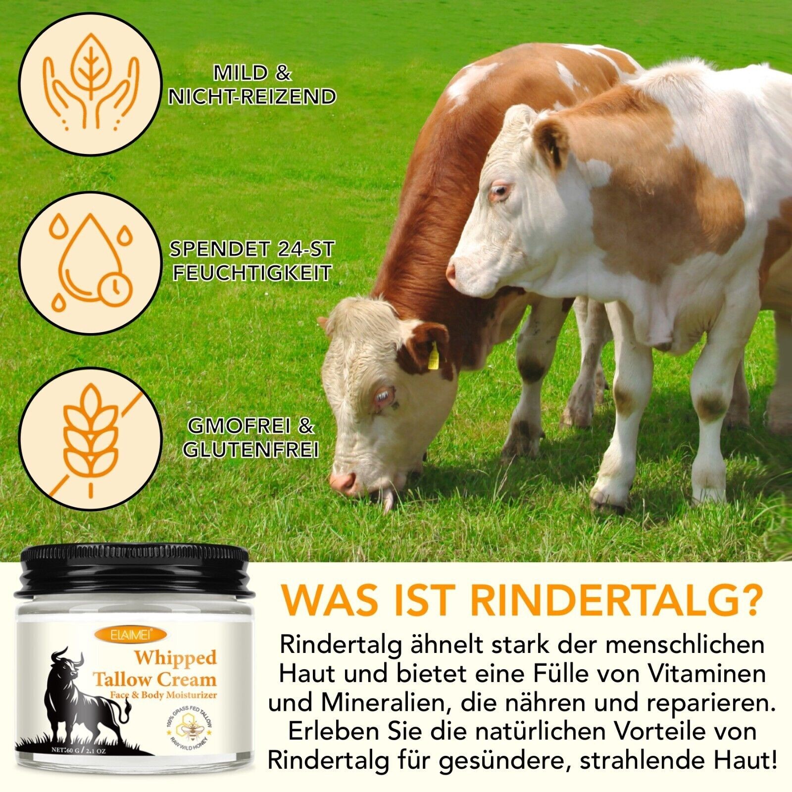 Rindertalg Honig Gesicht Creme 