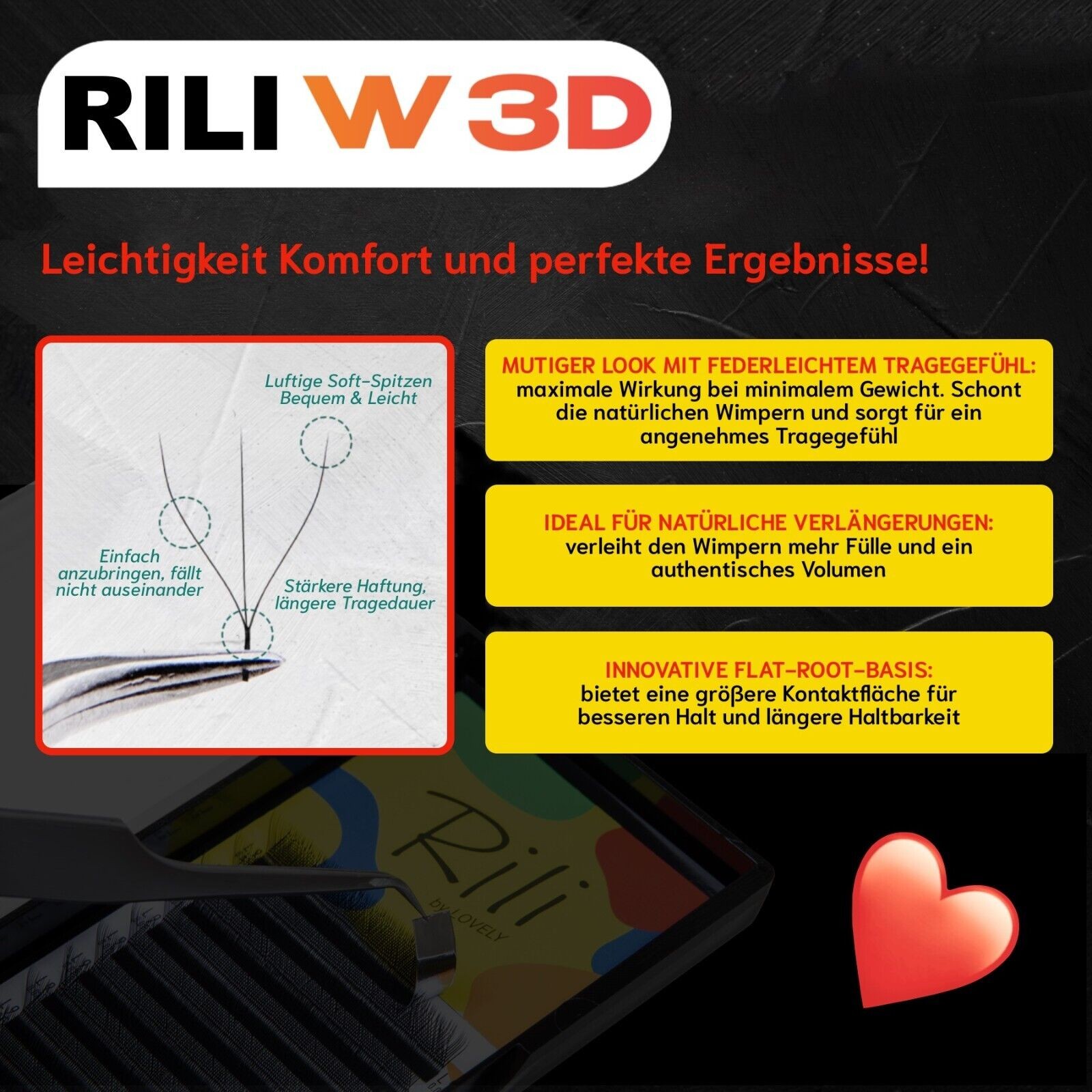 W 3D Volumen Wimpern Rili für Wimpernverlängerung 