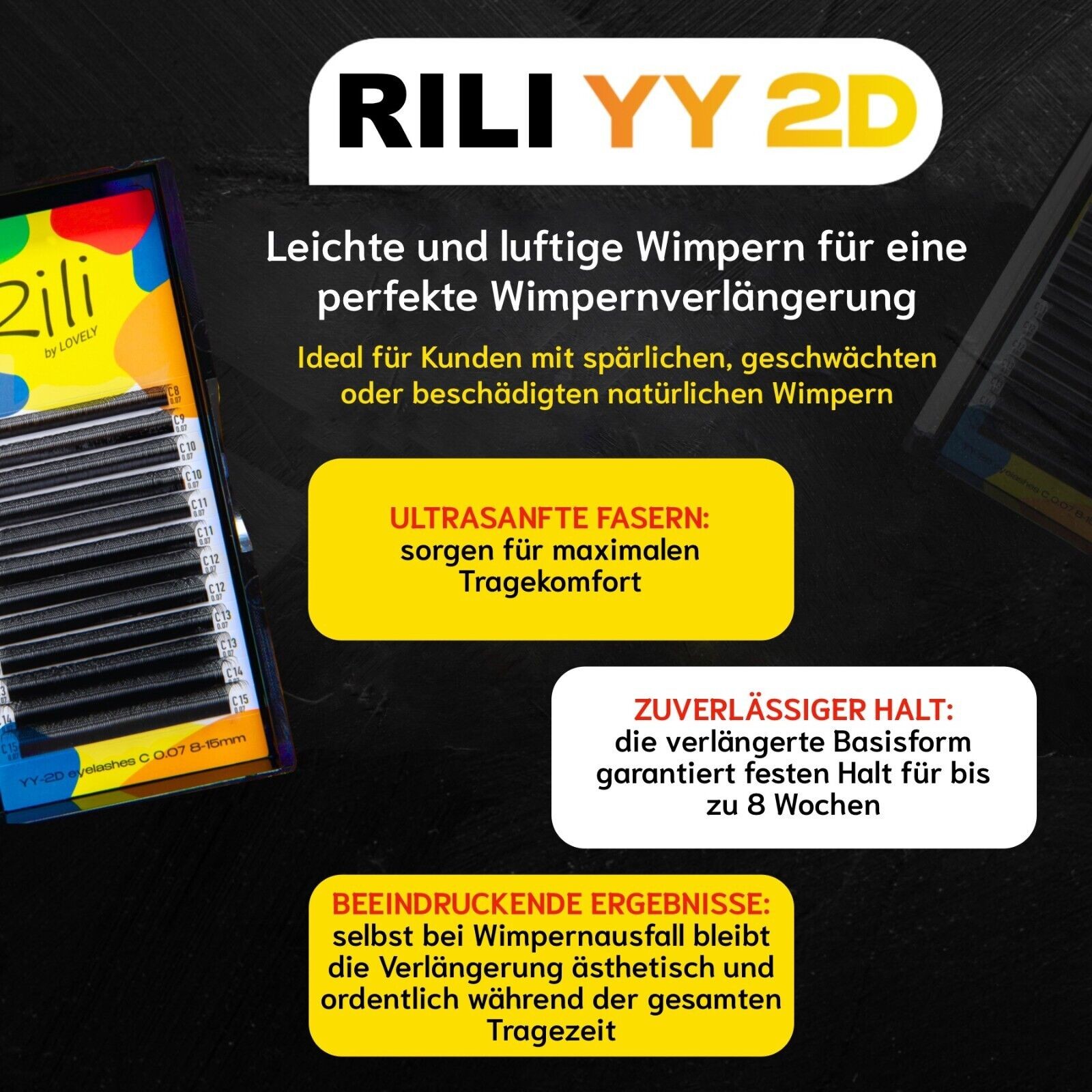 YY 2x2D Volumen Wimpern Wimpernfächer Rili für Wimpernverlängerung von Lovely