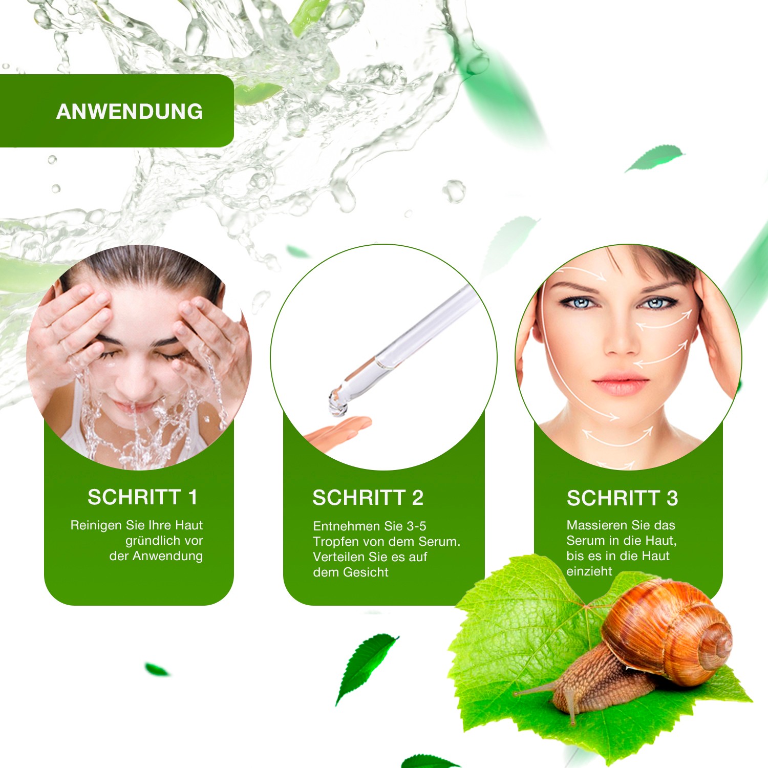 Schnecken Extrakt Anti-Aging Serum für eine effektive Haut Reparatur aller Hauttypen | Nährend und feuchtigkeitsspendend | geeignet für Dermapen Behandlungen