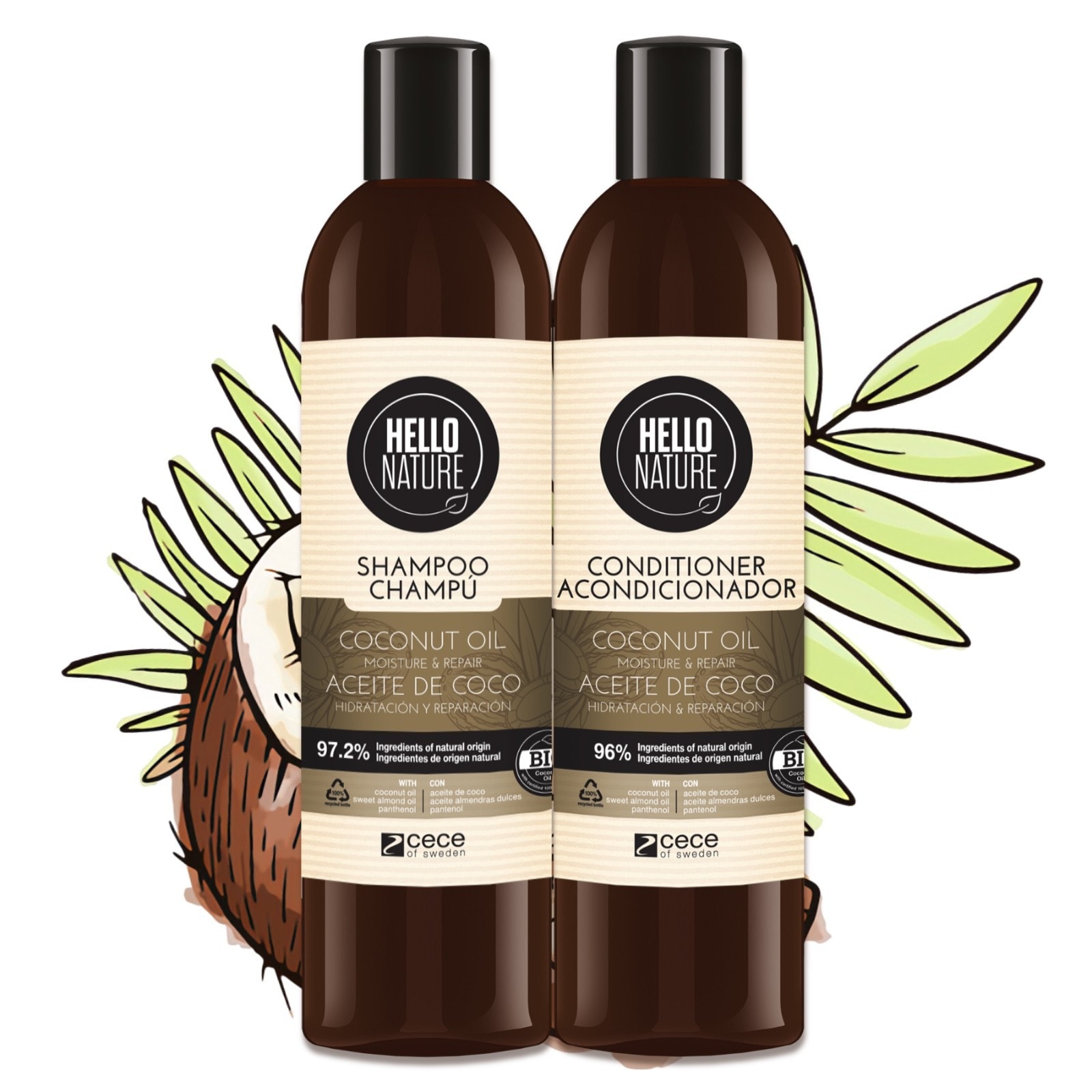 BIO Haarpflege Set mit Kokosöl: Shampoo+Conditioner 