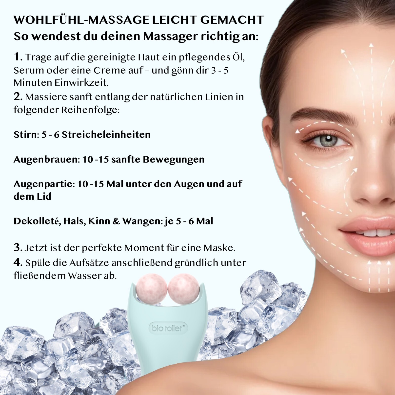 Derma Bio Roller Dermaroller Microneedling Gesichtspflege Hautpflege 10 in 1 Set