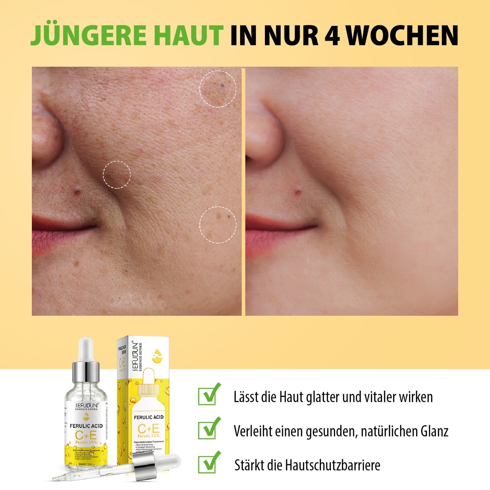 Anti-Aging Gesichtsserum Ferulic Acid mit Vitamin C + E 